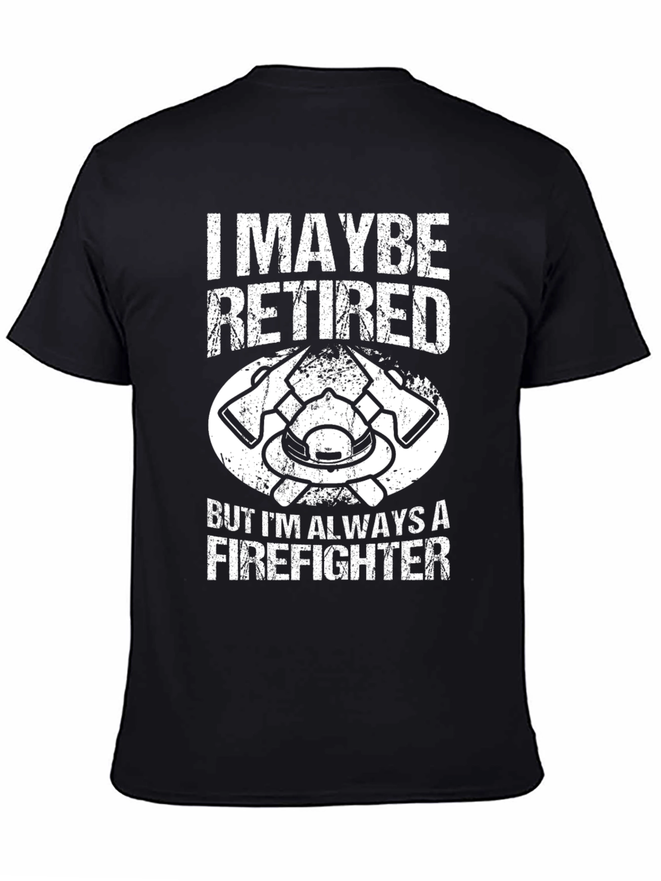 Black Retired Firefighter T-Shirt view 4