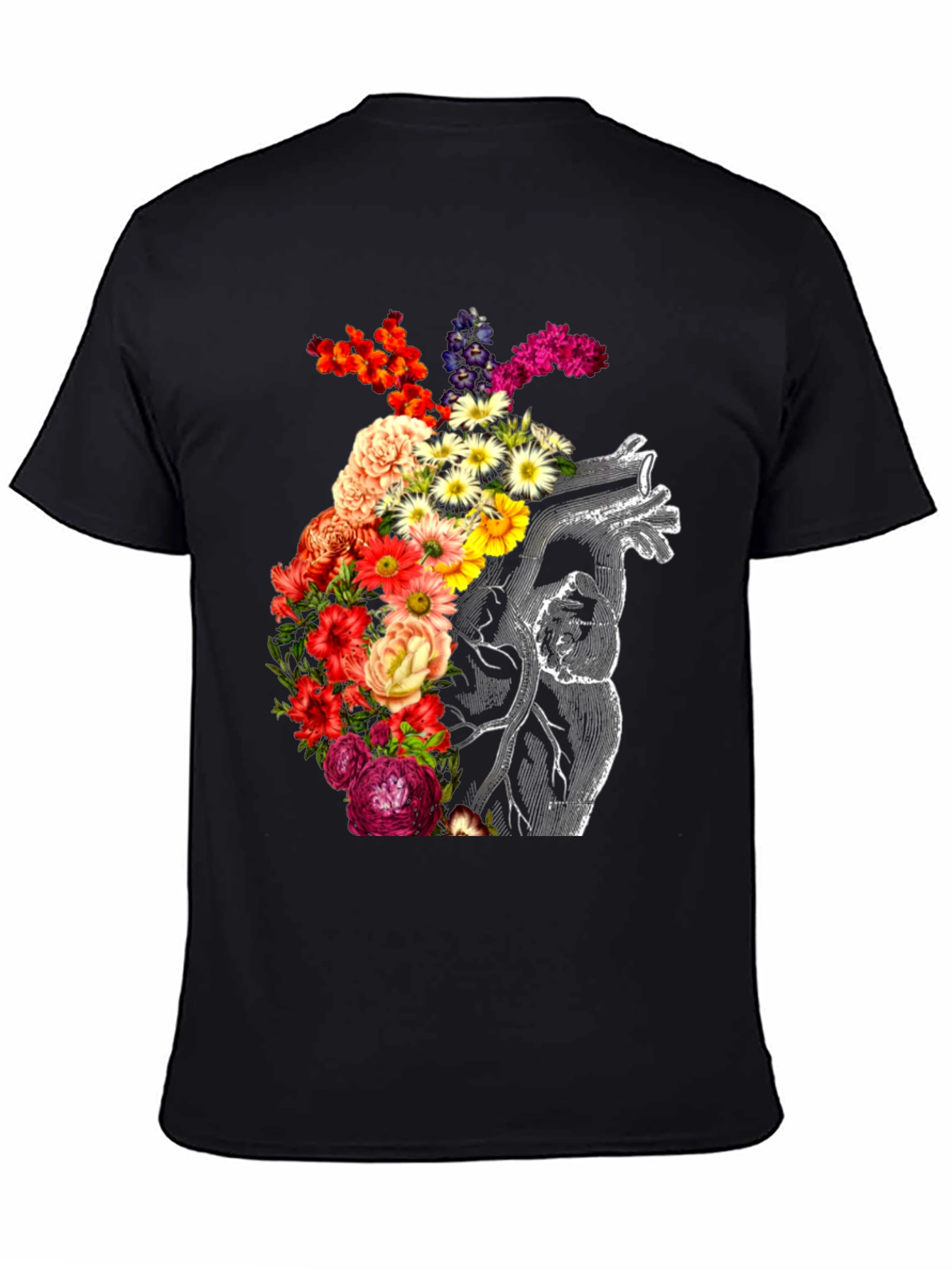 Black Floral Heart Graphic Tee - Anatomical Love view 4