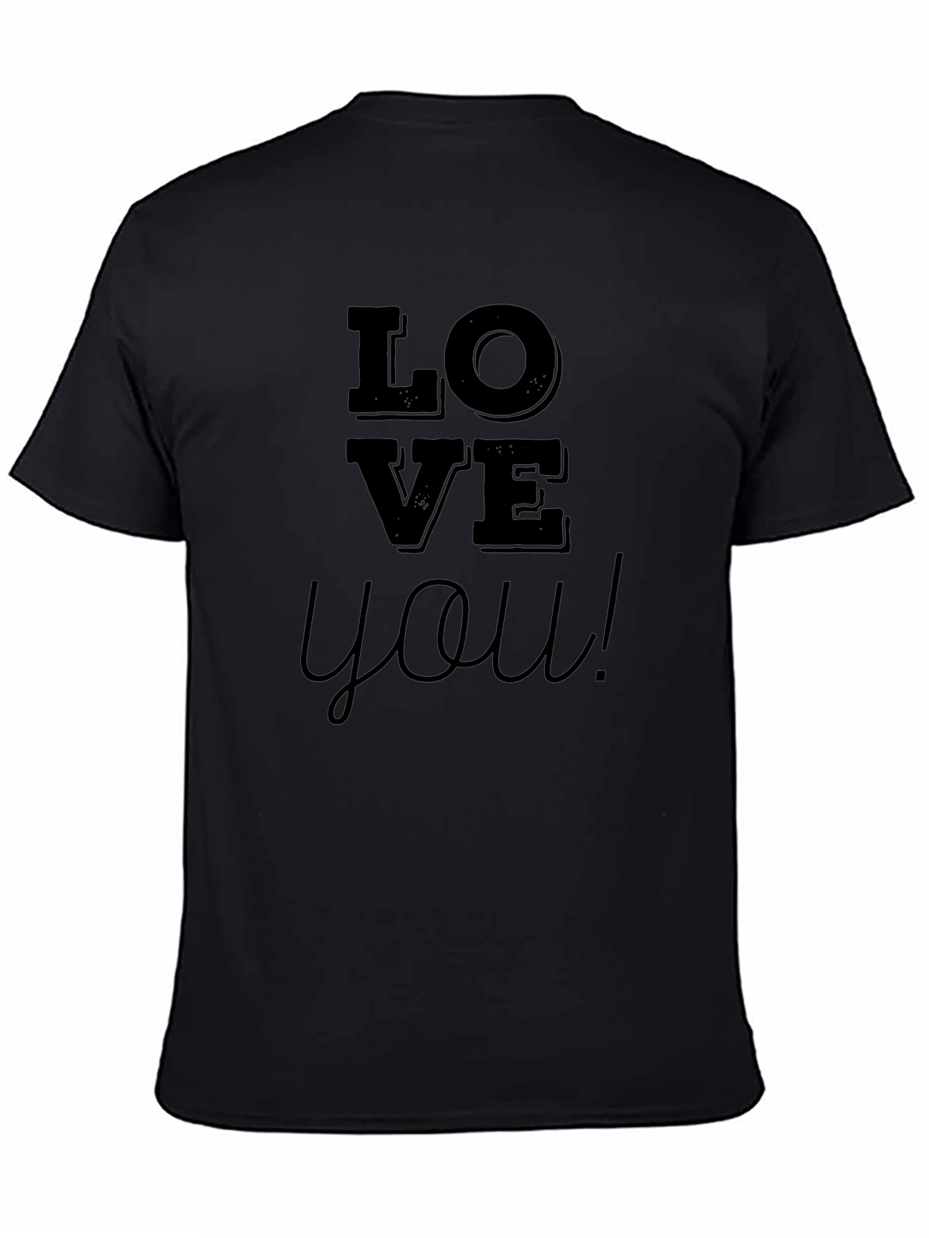 Black Love You Black Graphic T-Shirt view 4