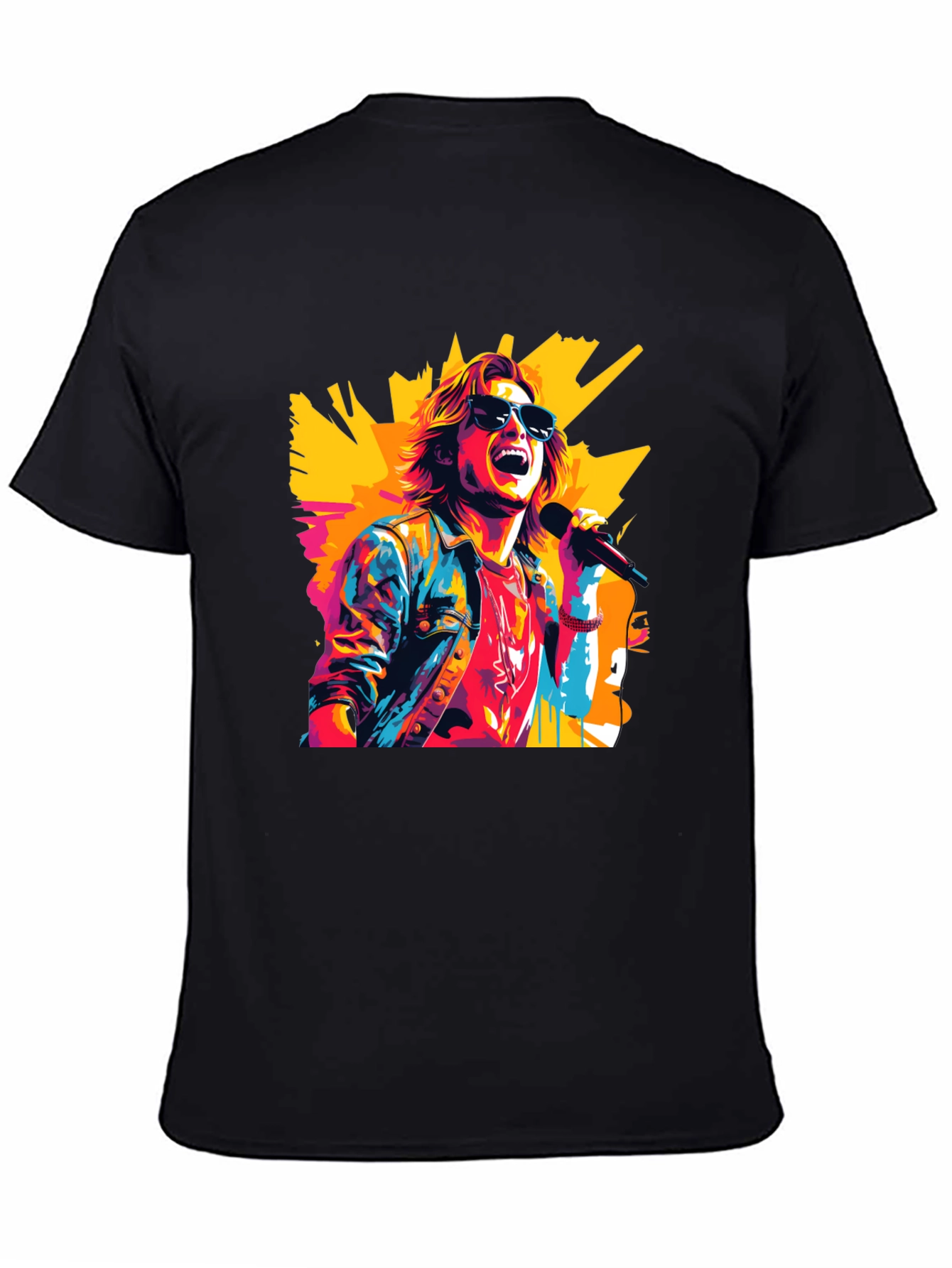 Black Retro Rocker Graphic Tee - Cool Pop Art Design view 4