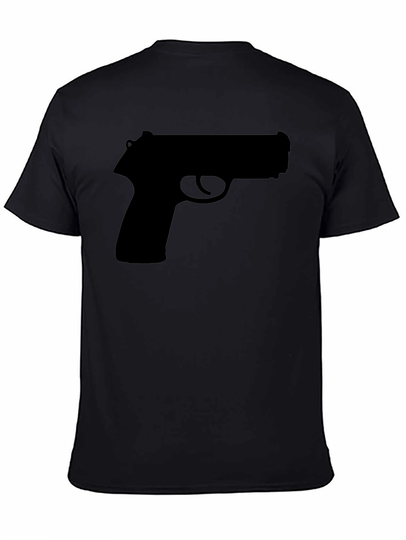 Black Bold Graphic Tee: Pistol Silhouette T-Shirt view 4