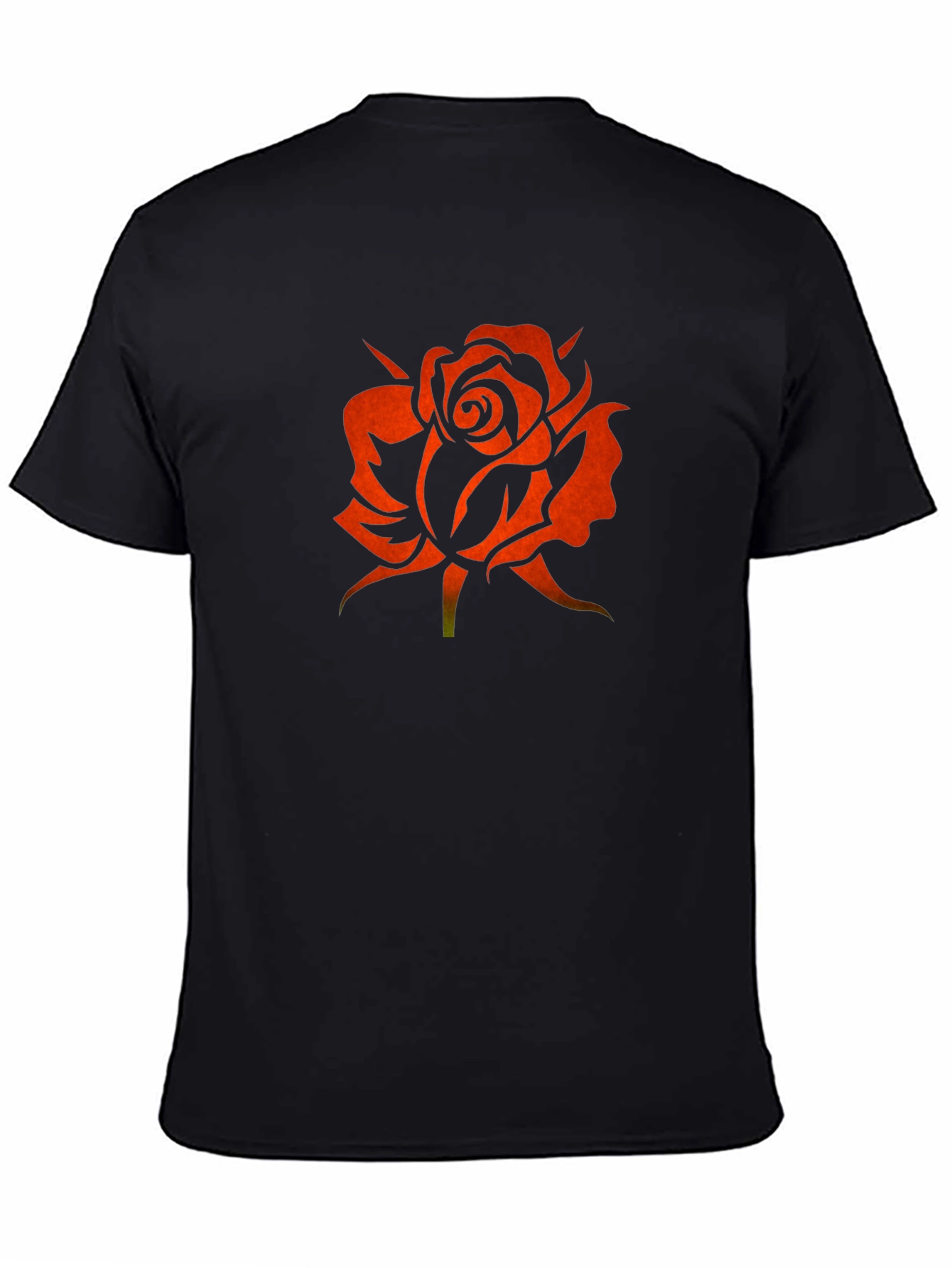 Black Rose Silhouette Graphic Black T-Shirt view 4