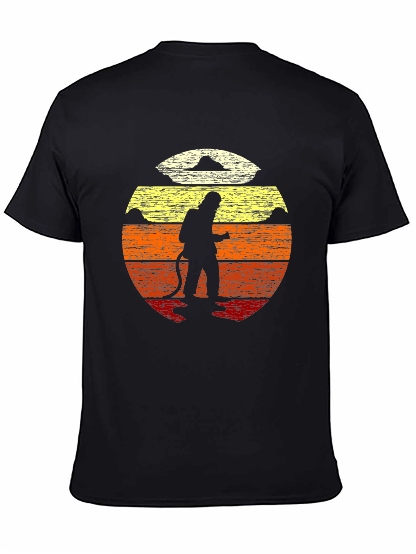Black Firefighter Sunset Graphic Tee view 4