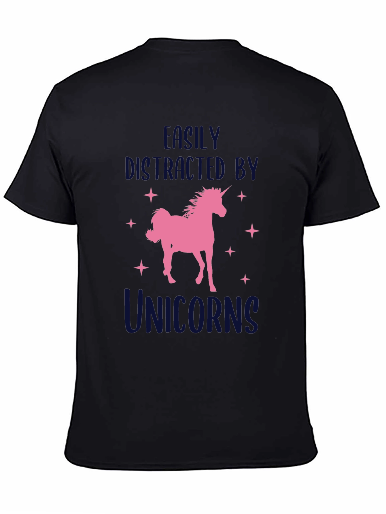 Black Unicorn Lover T-Shirt - Easily Distracted view 4