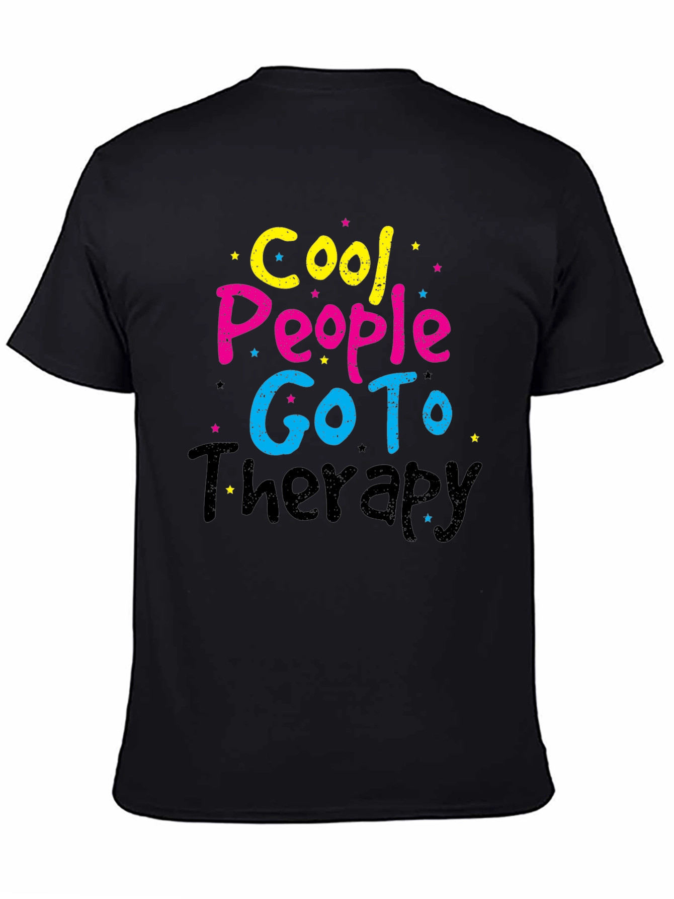 Black Cool People Go To Therapy Black T-Shirt view 4