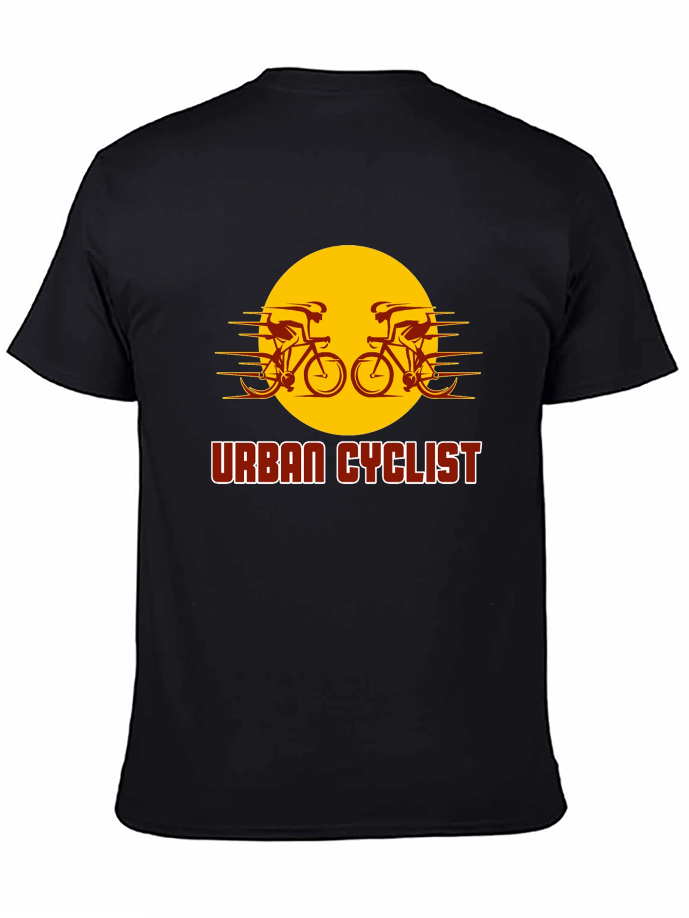 Black Urban Cyclist Graphic T-Shirt - Black Cotton Tee view 4