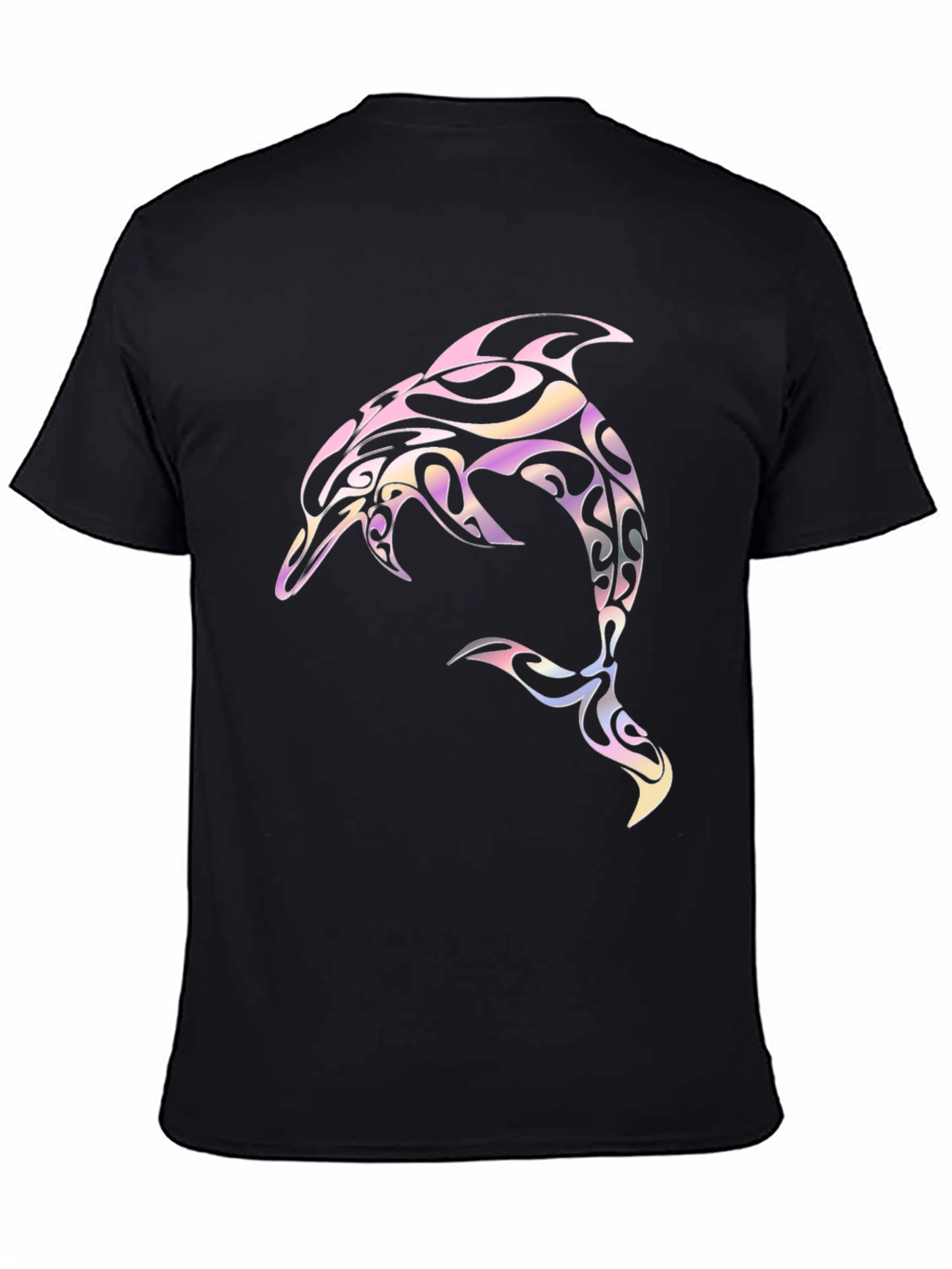 Black Tribal Dolphin Graphic Tee - Black Cotton Blend view 4