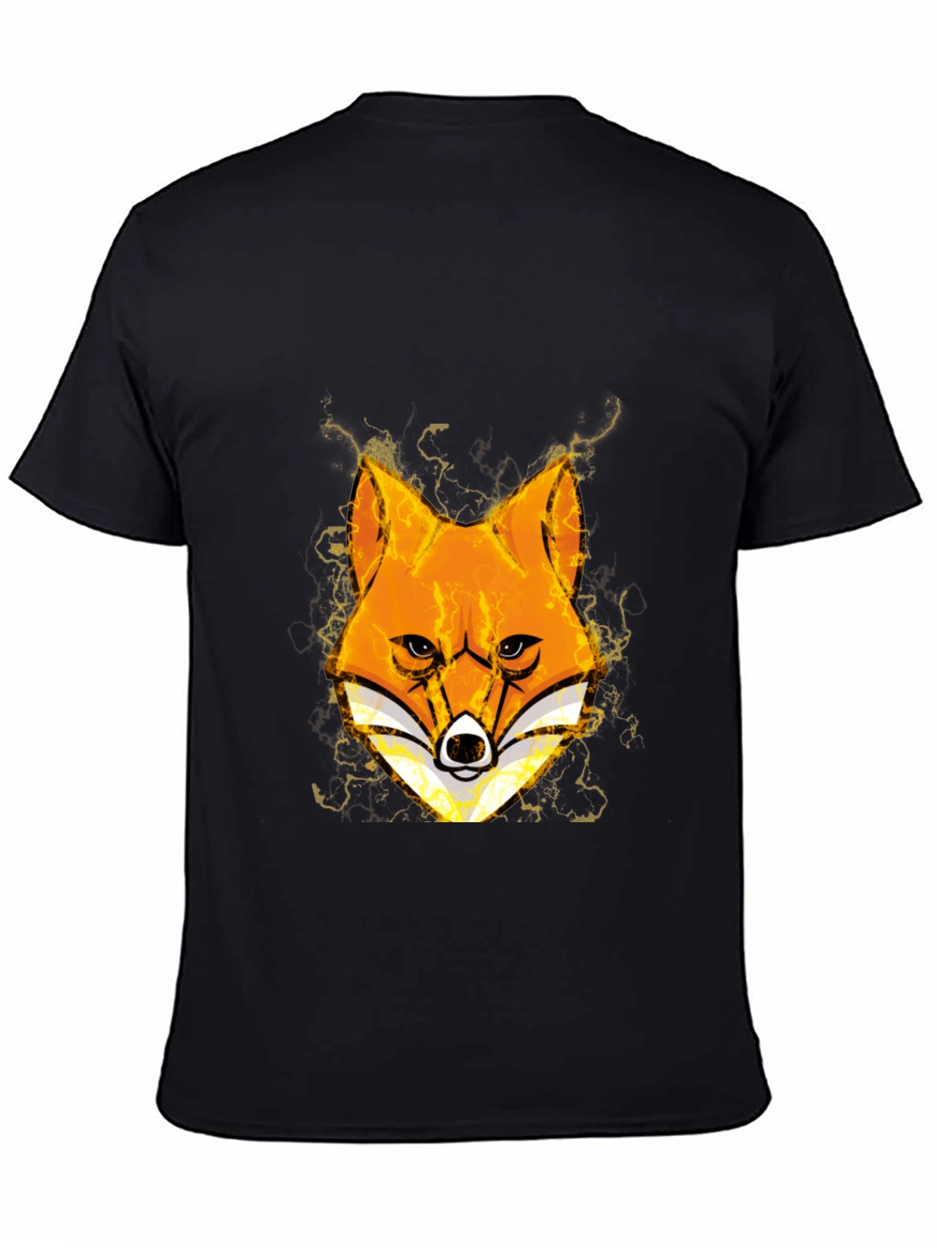 Black Fox Head Graphic Black T-Shirt view 4
