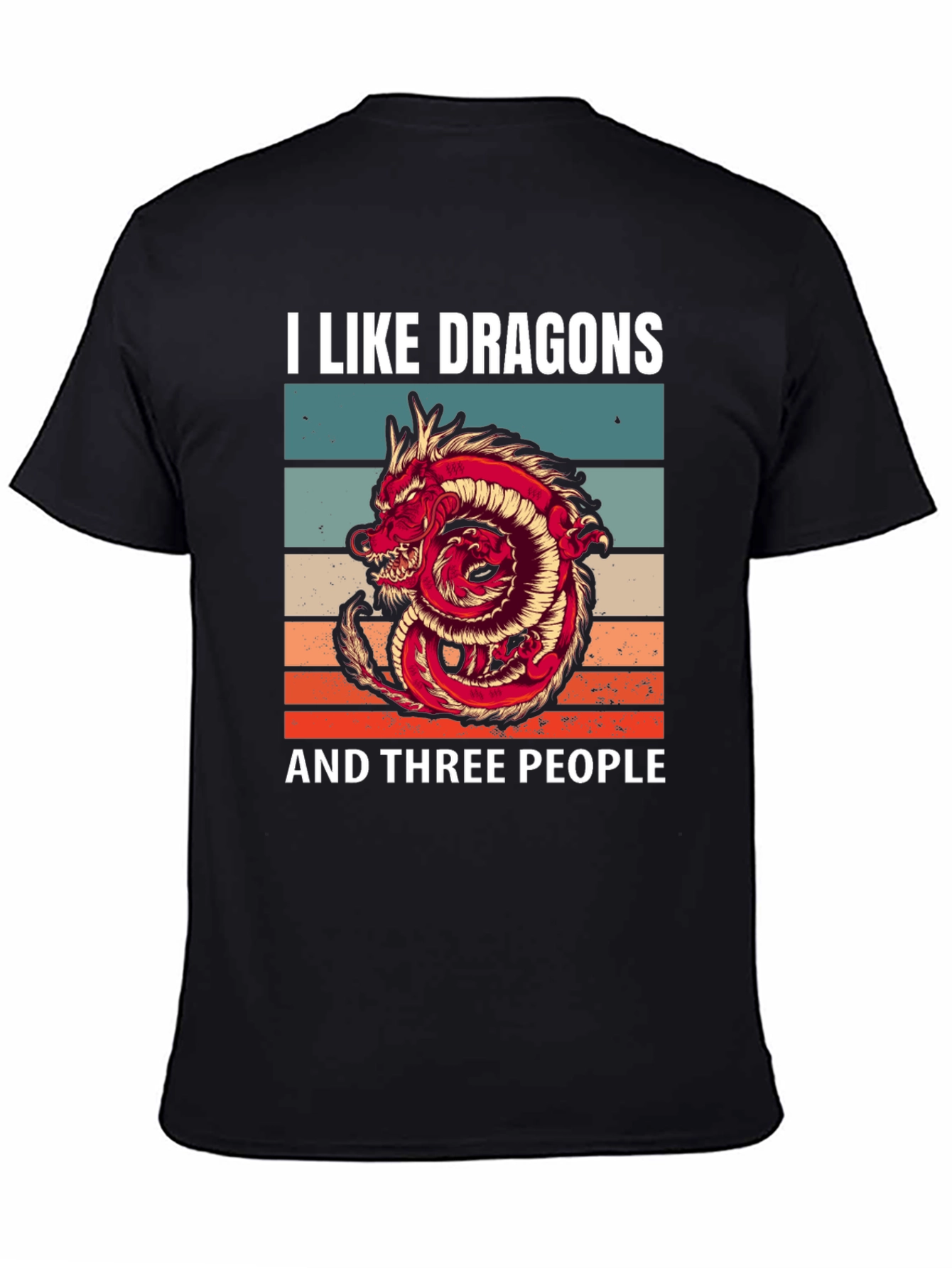 Black I Like Dragons and Three People Graphic T-Shirt view 4