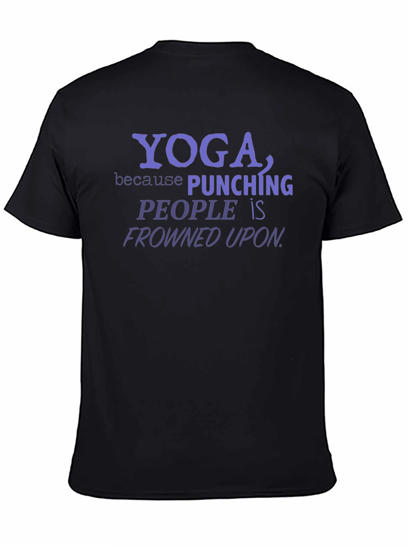 Black Yoga Punching People Funny T-Shirt view 4