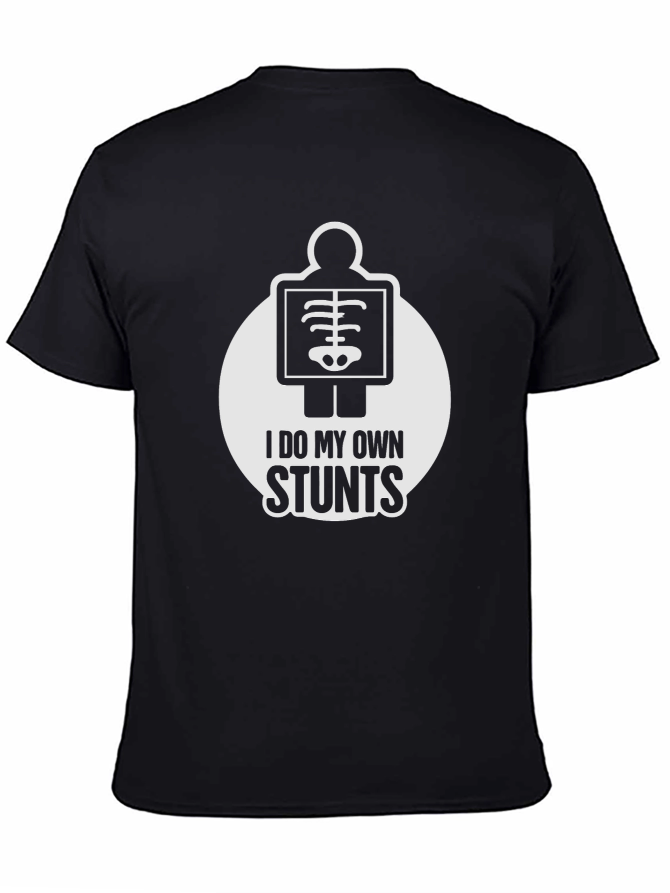 Black I Do My Own Stunts T-Shirt - Novelty X-Ray Design view 4