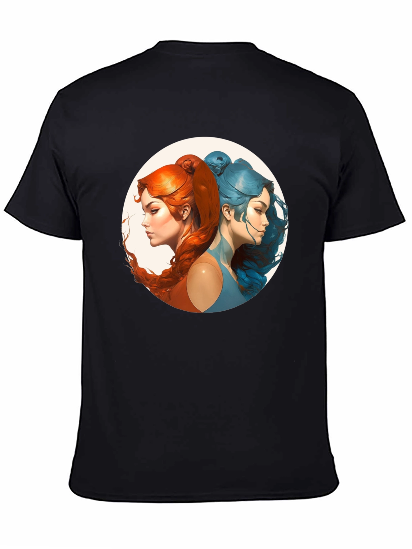 Black Unique Two Faced Woman Graphic Tee - Soft Cotton Blend view 4