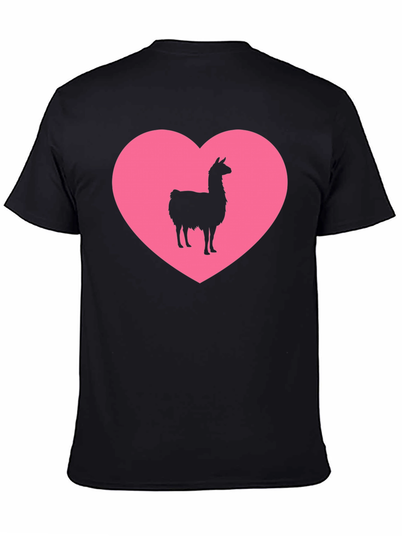 Black Llama Heart Graphic Tee - Black Unisex T-Shirt view 4