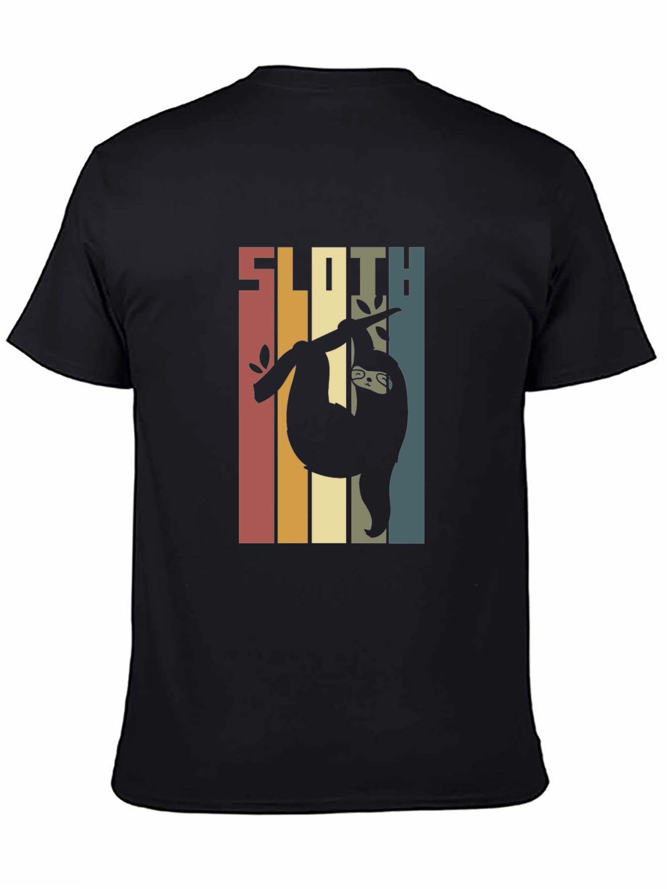 Black Vintage Sloth Graphic T-Shirt - Retro Style view 4