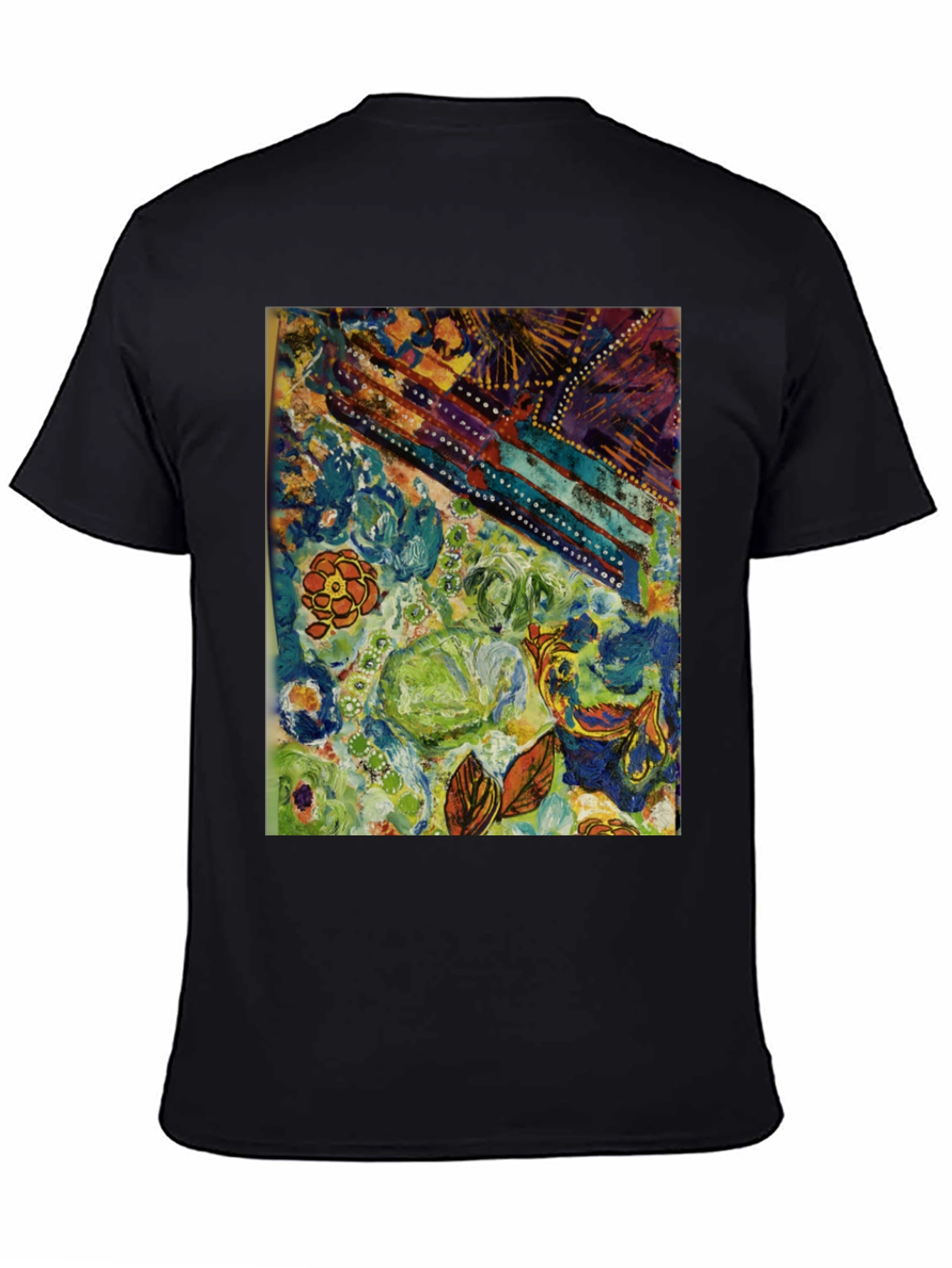 Black Abstract Floral T-Shirt - Artistic Expression view 4