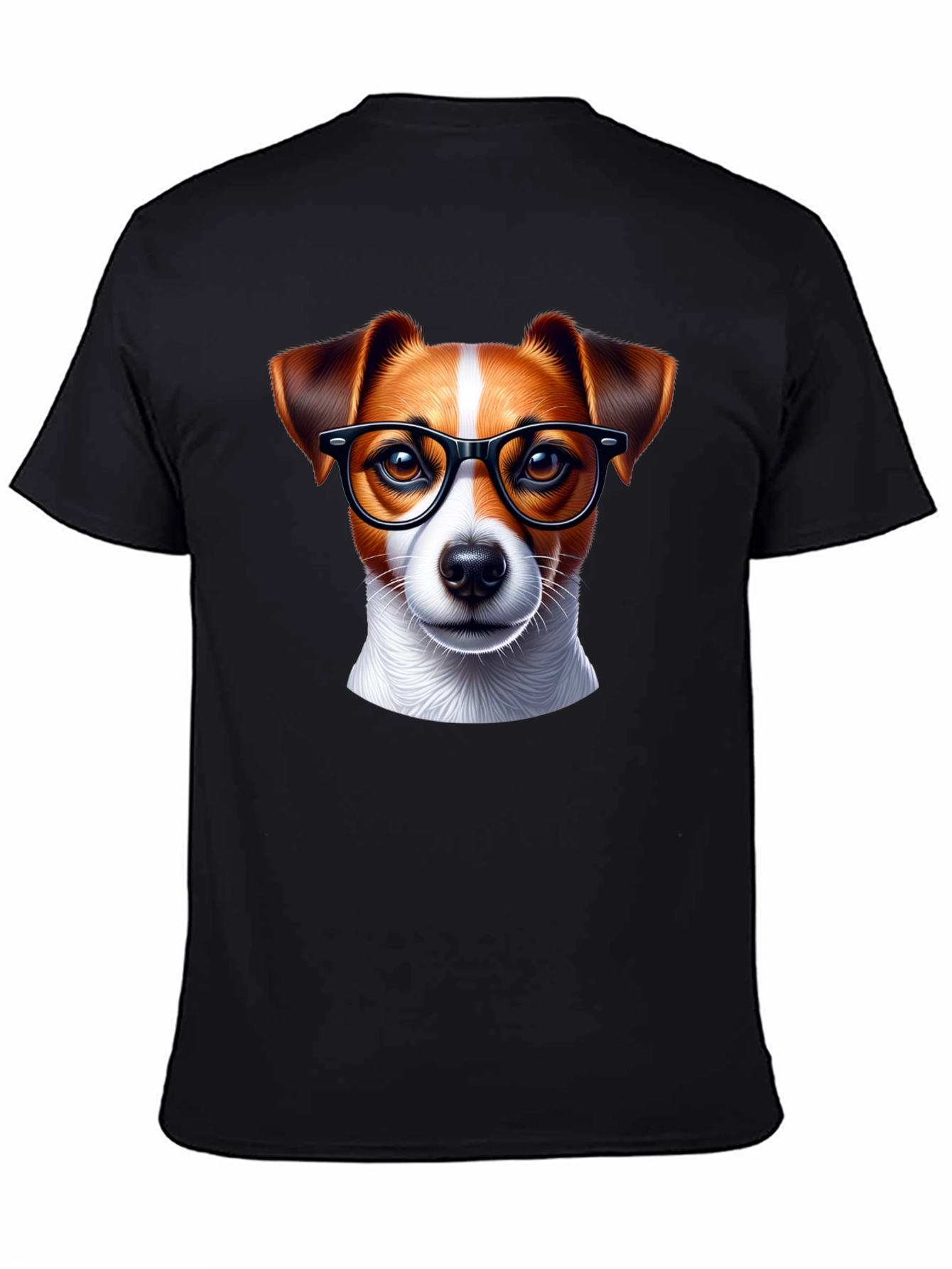 Black Dog with Glasses T-Shirt - Black view 4
