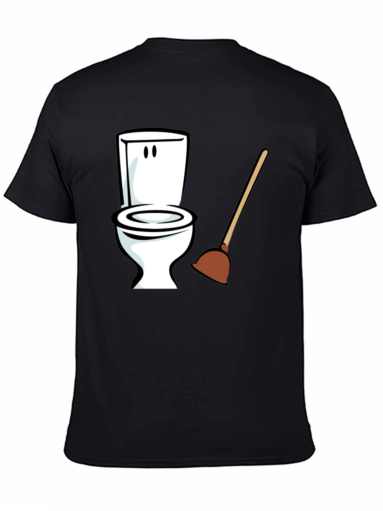 Black Funny Toilet Plunger Graphic Tee - Black Cotton Blend view 4