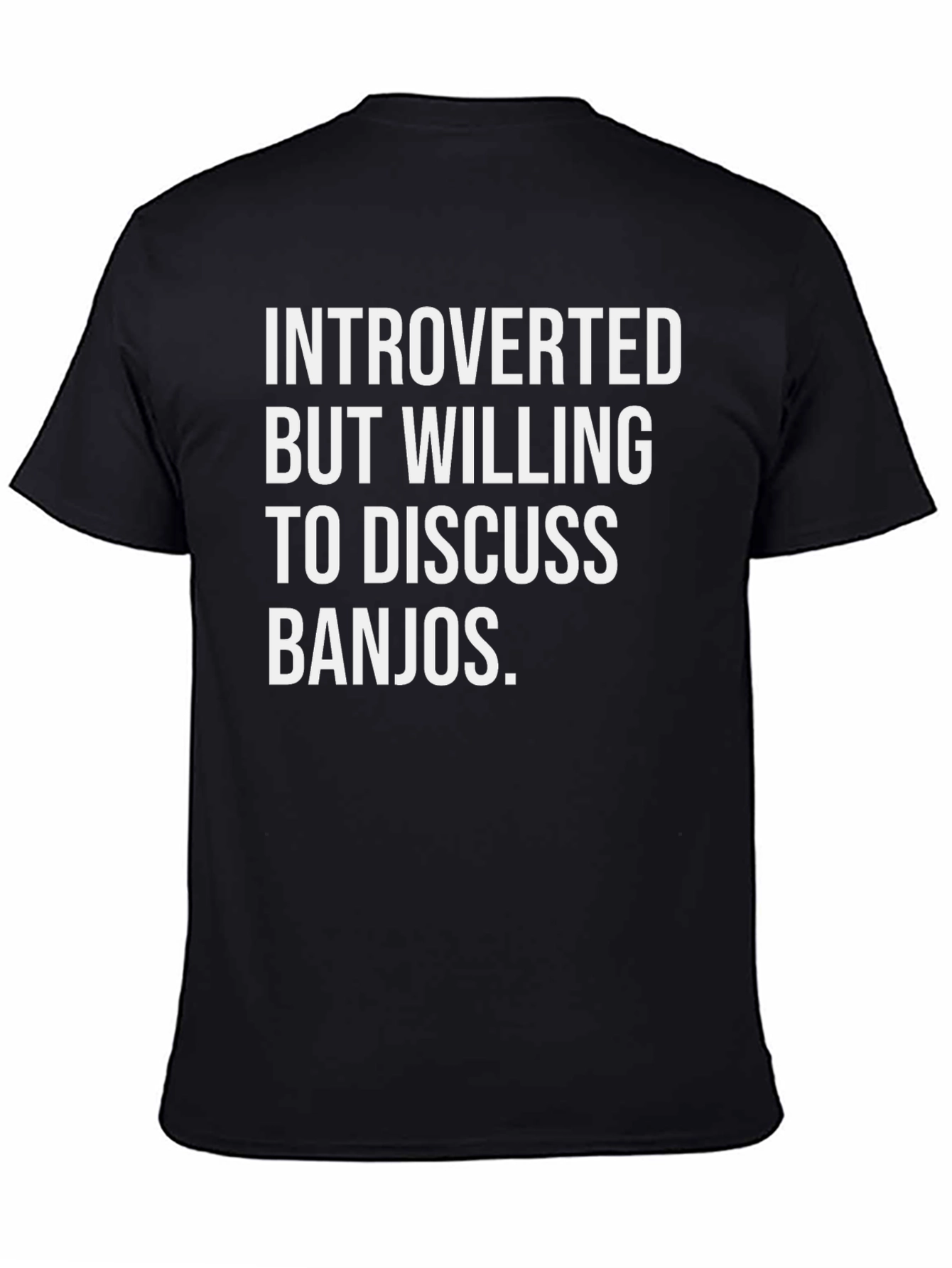 Black Introverted Banjo T-Shirt - Black Cotton Tee view 4