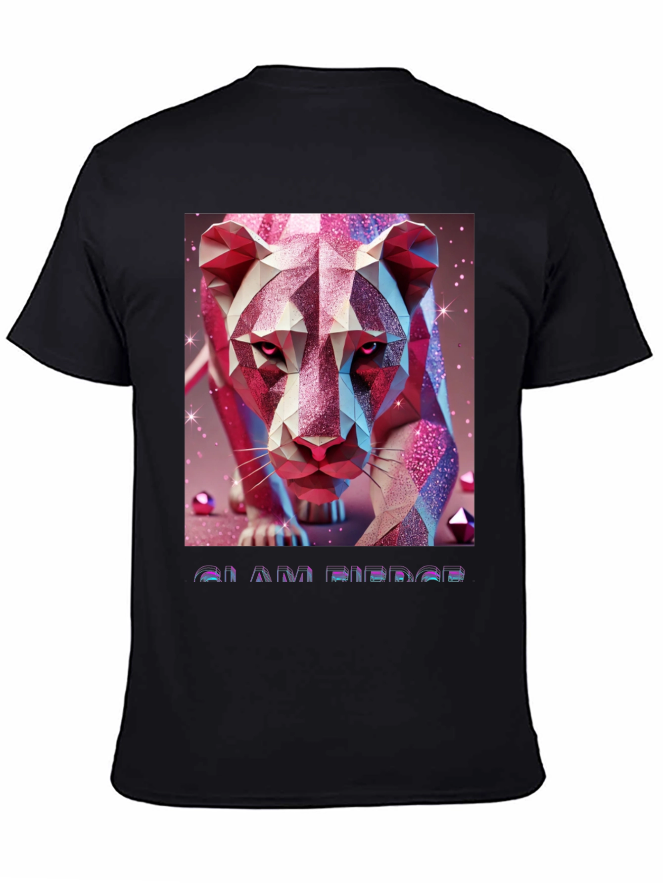 Black Geometric Lion Graphic Tee - Stylish Animal Print Shirt view 4