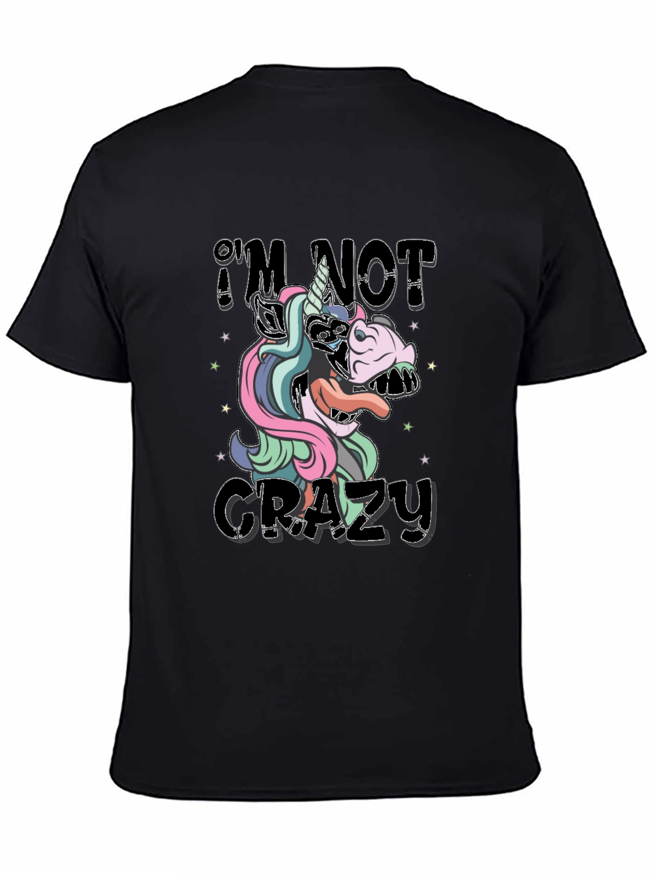 Black I'm Not Crazy Unicorn Graphic Tee - Unisex view 4