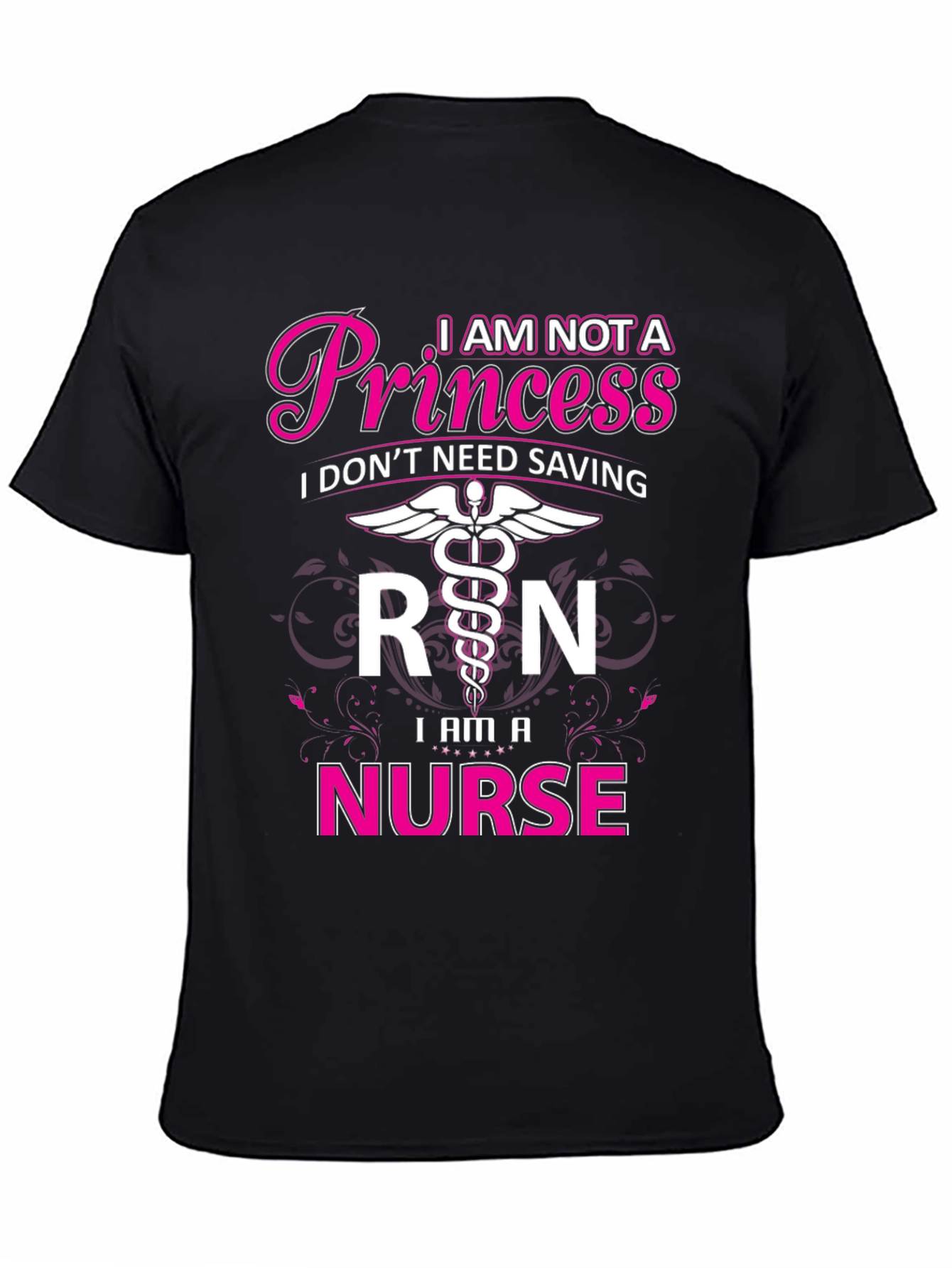 Black I Am Not A Princess Nurse T-Shirt view 4