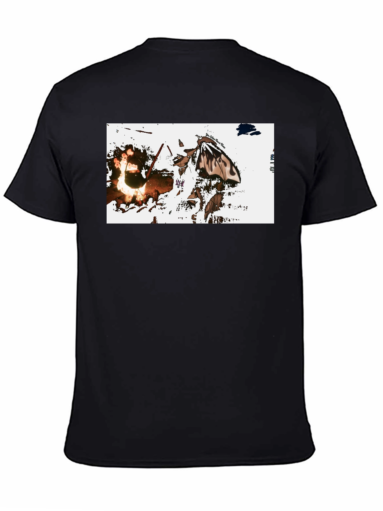 Black Graphic Tee: Fiery Butterfly Black T-Shirt view 4