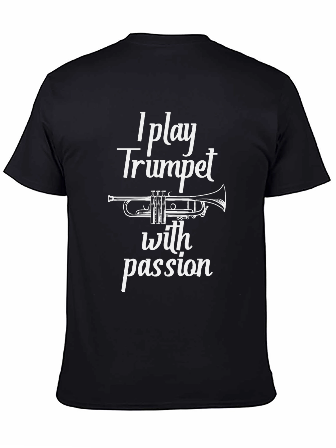 Black I Play Trumpet with Passion Black T-Shirt view 4