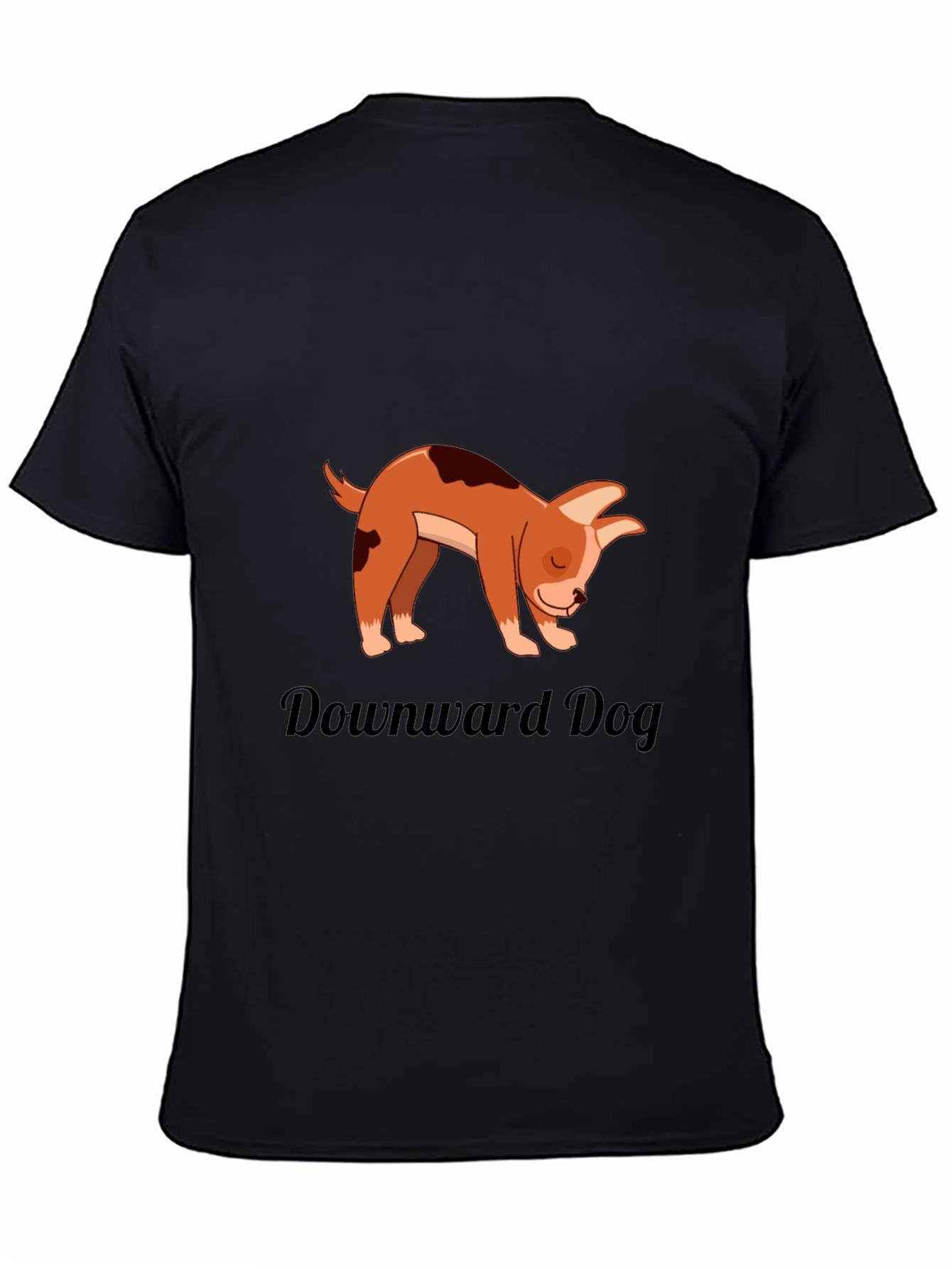 Black Downward Dog T-Shirt - Yoga Cartoon Puppy Graphic view 4