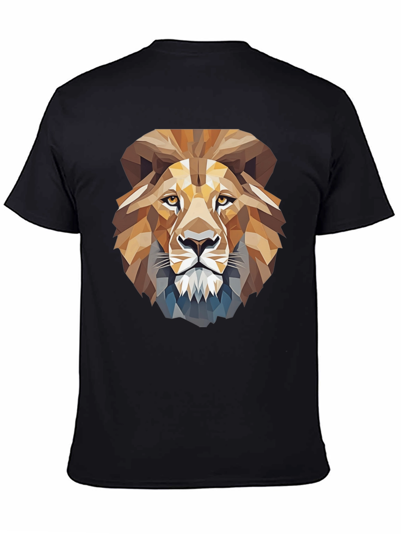 Black Geometric Lion Graphic T-Shirt view 4