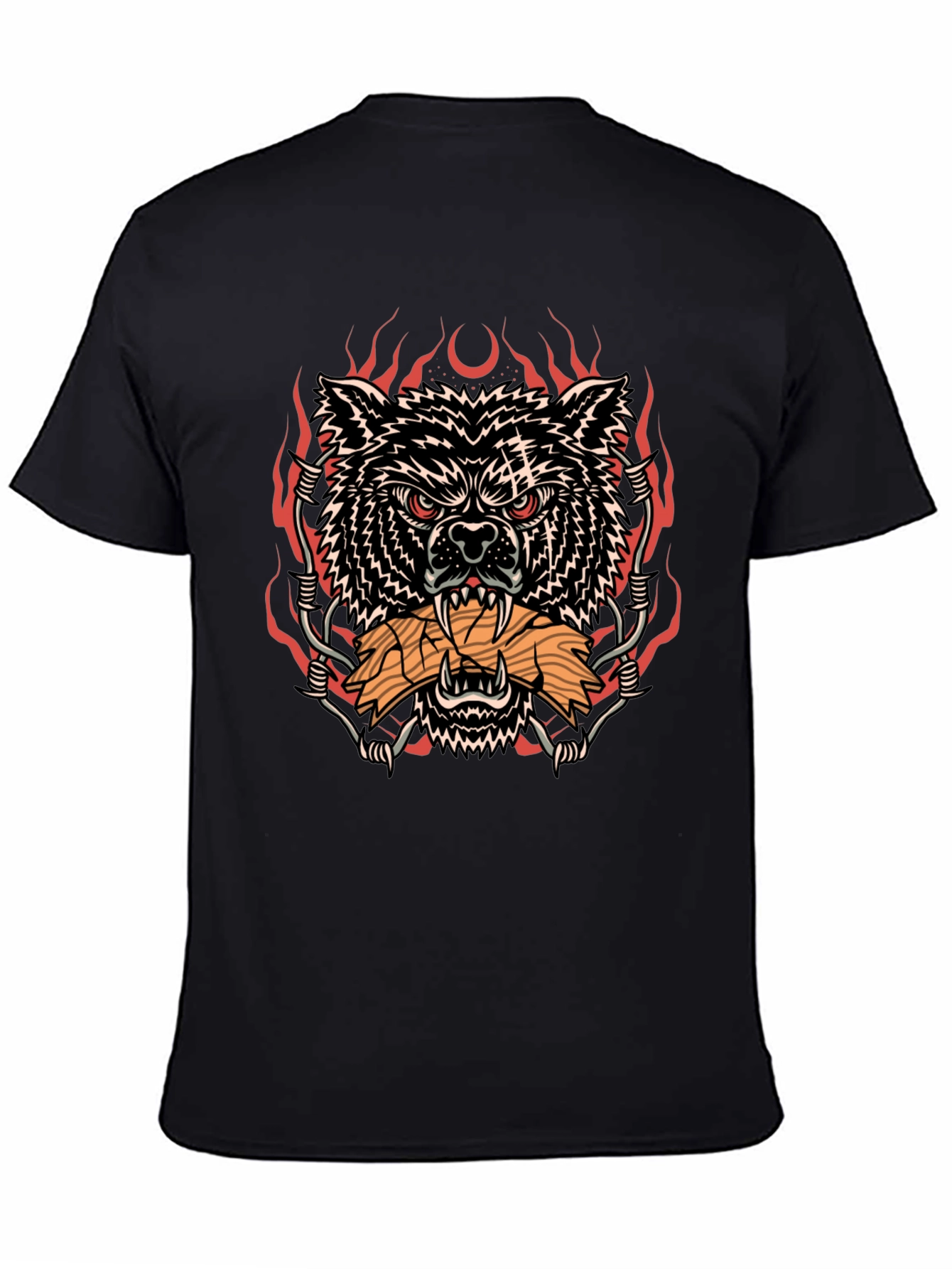 Black Wolf and Wood T-Shirt view 4
