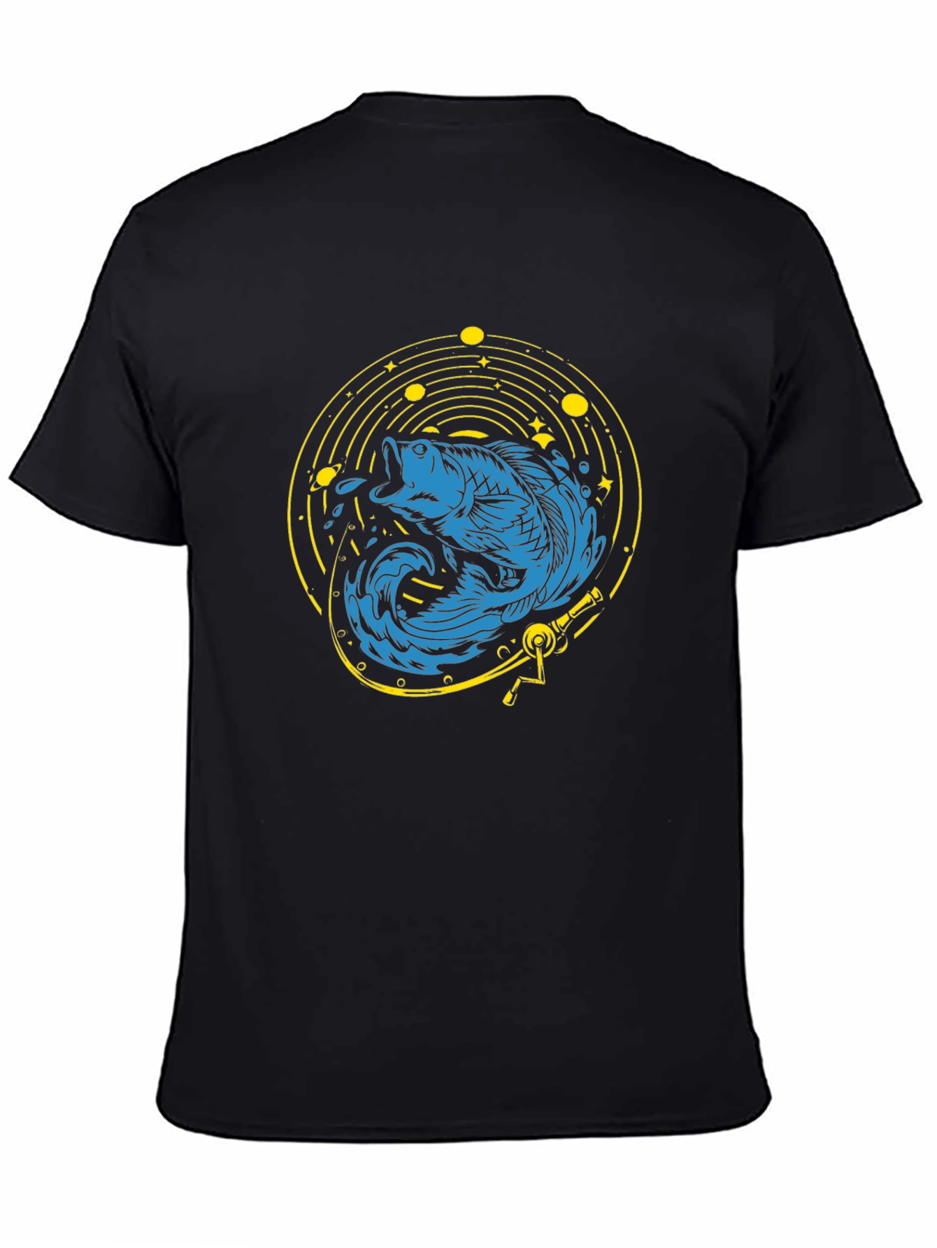 Black Cosmic Fish T-Shirt -  Unique Graphic Tee view 4