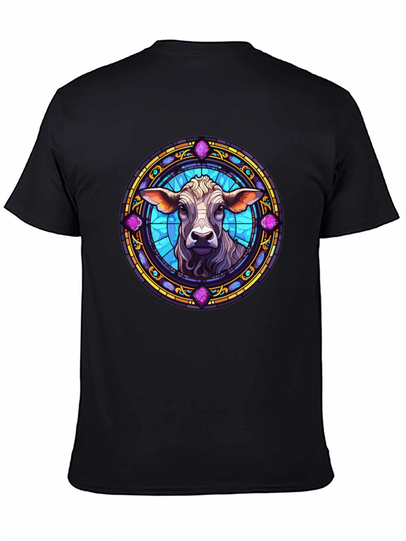Black Cow Stained Glass Graphic T-Shirt view 4