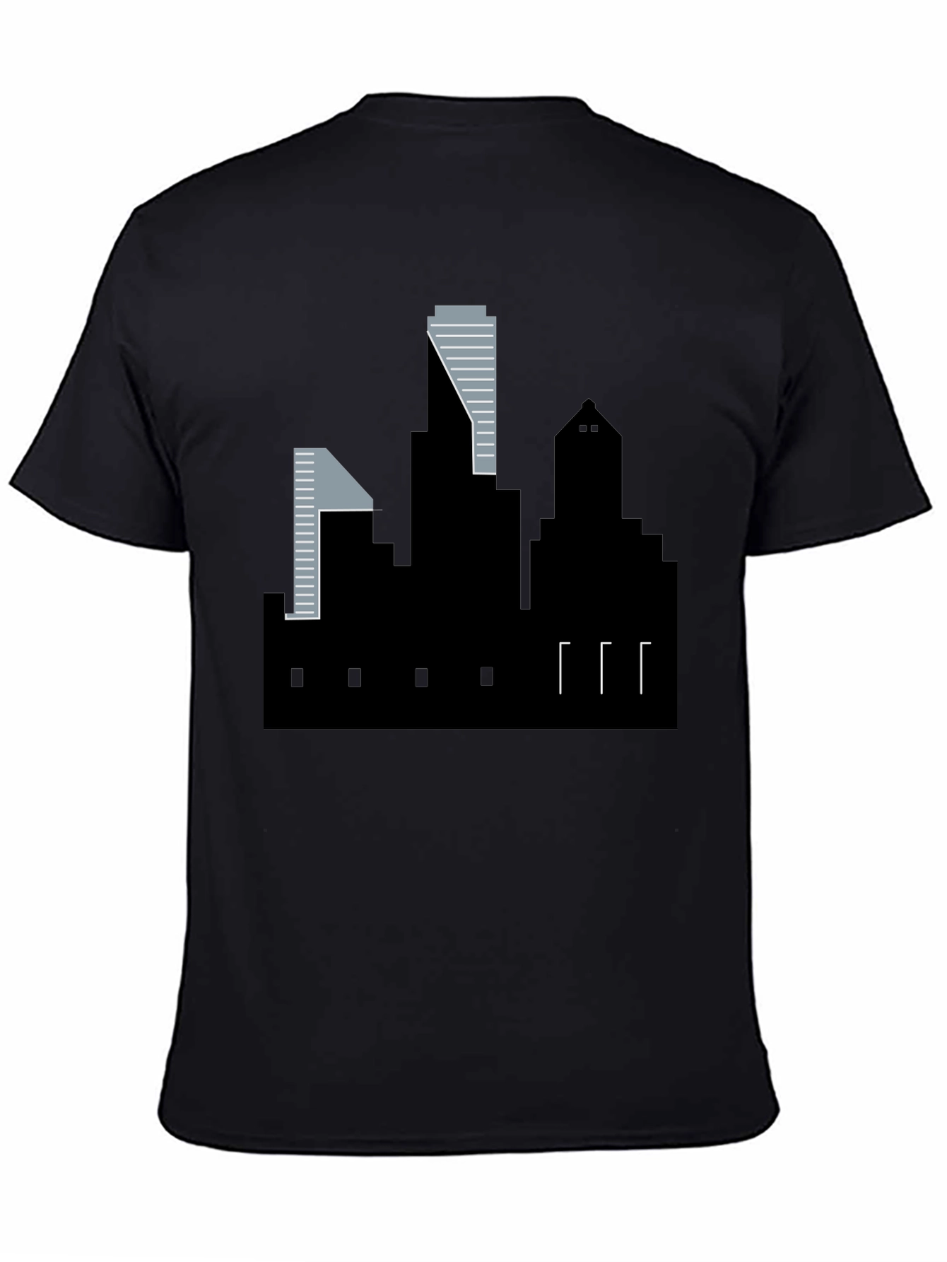 Black Urban Skyline Graphic Tee - Modern Cityscape T-Shirt view 4