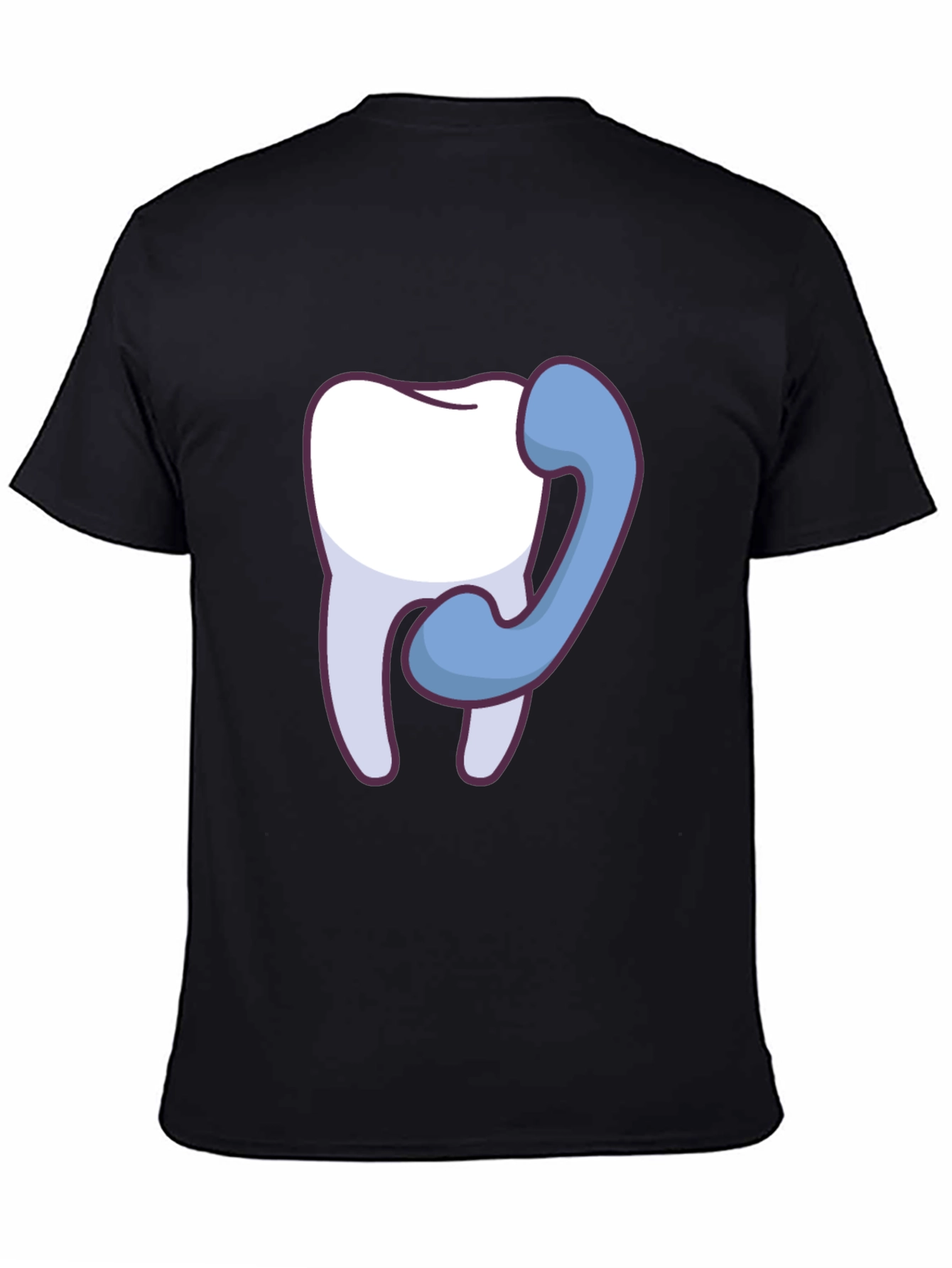 Black Dental Humor T-Shirt - Tooth Phone Call view 4