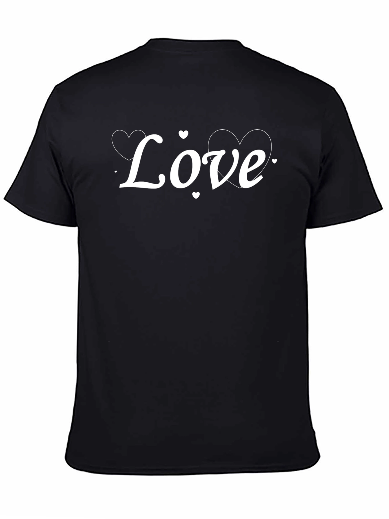 Black Love Heart Graphic Black T-Shirt Valentine's view 4