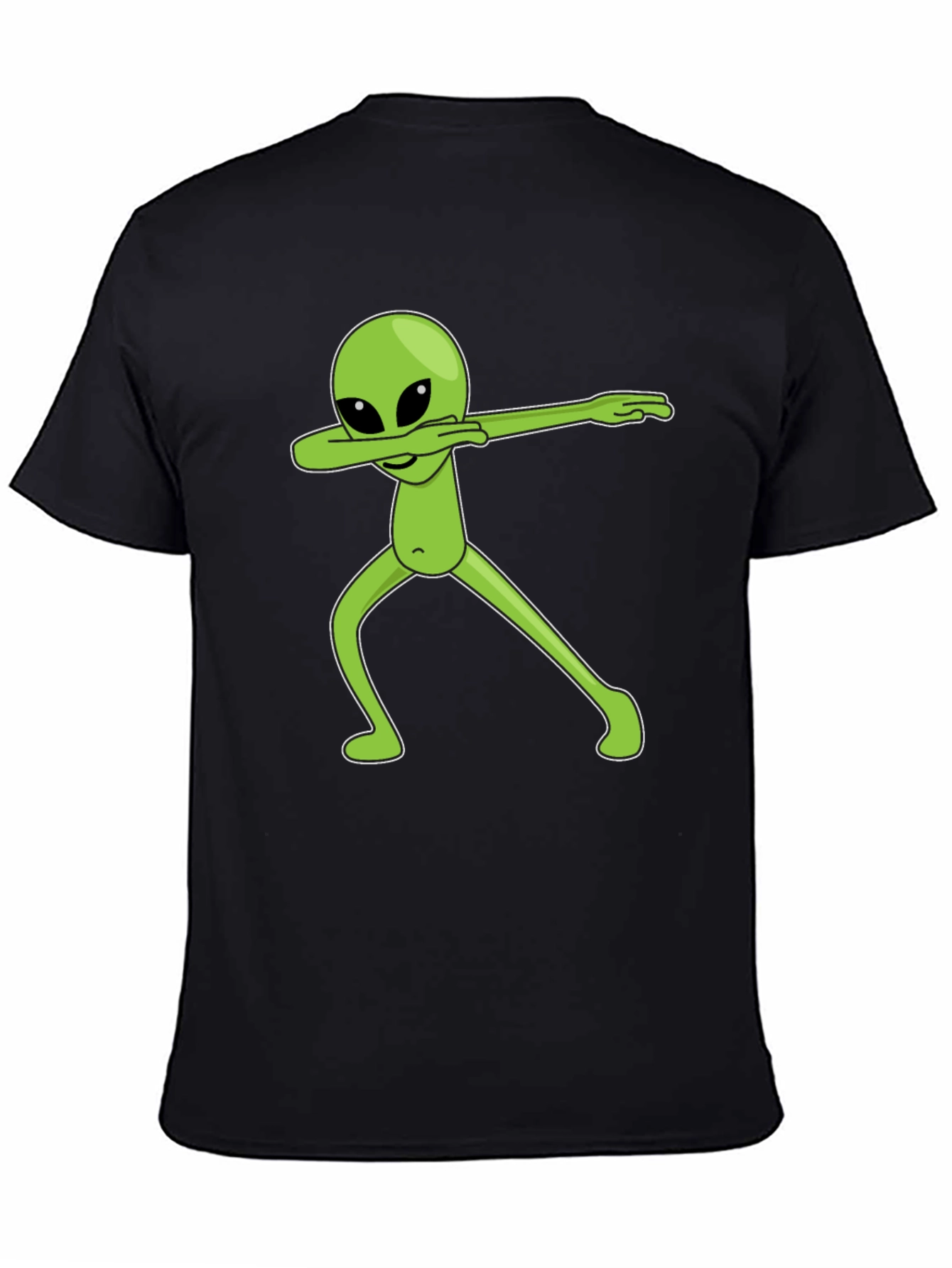Black Dabbing Alien Graphic Tee - Black Cotton T-Shirt view 4