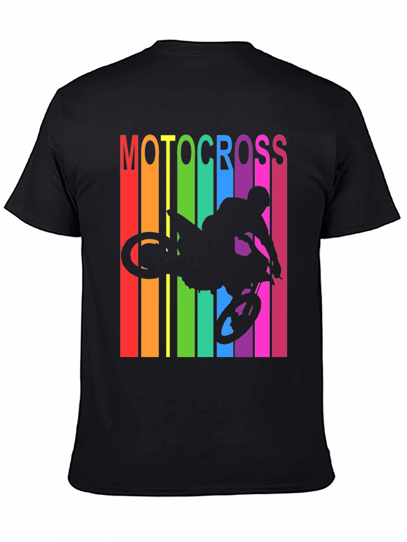 Black Motocross Rainbow Graphic T-Shirt view 4