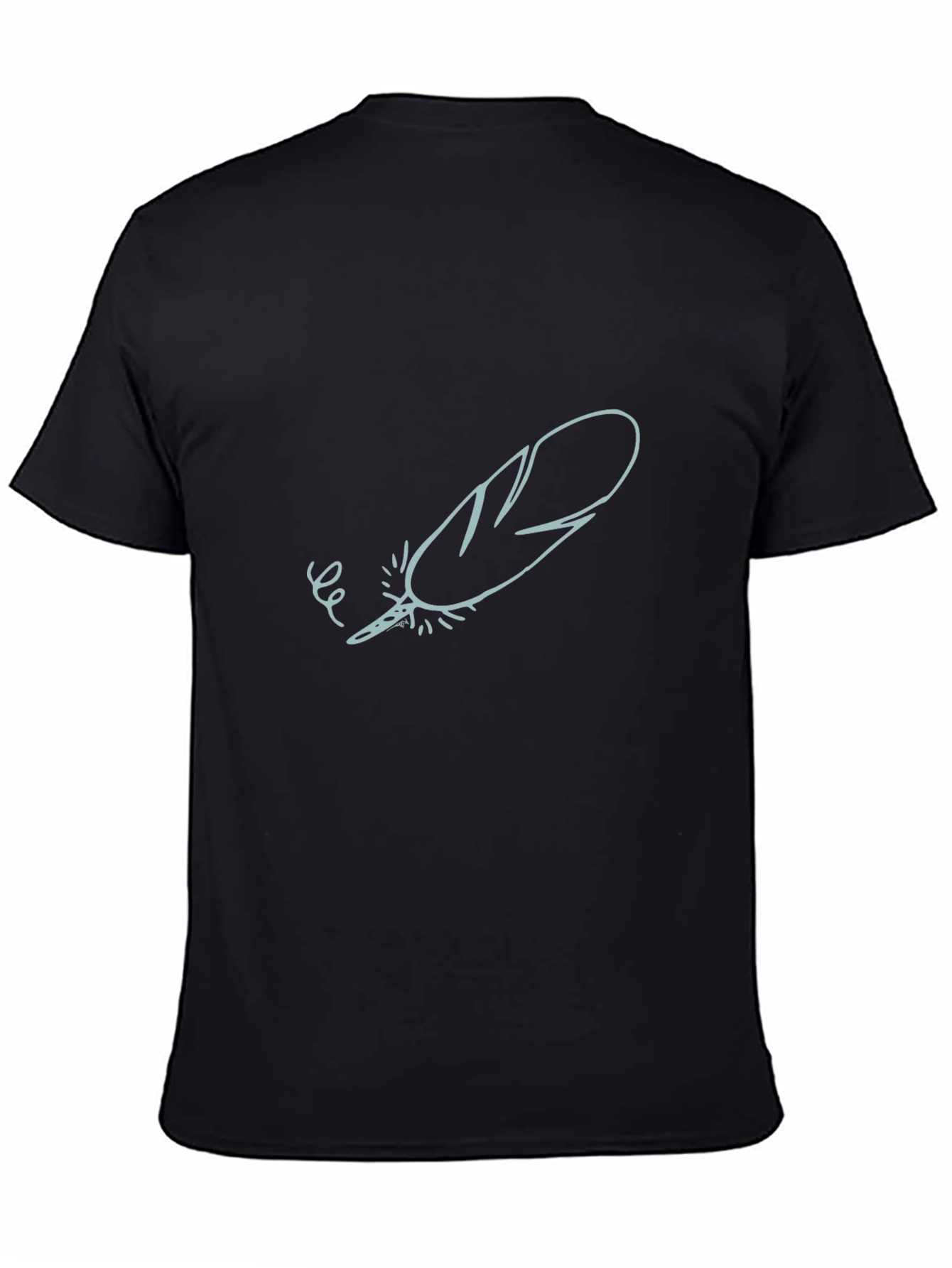 Black Feather Graphic T-Shirt - Soft Black Cotton Tee view 4