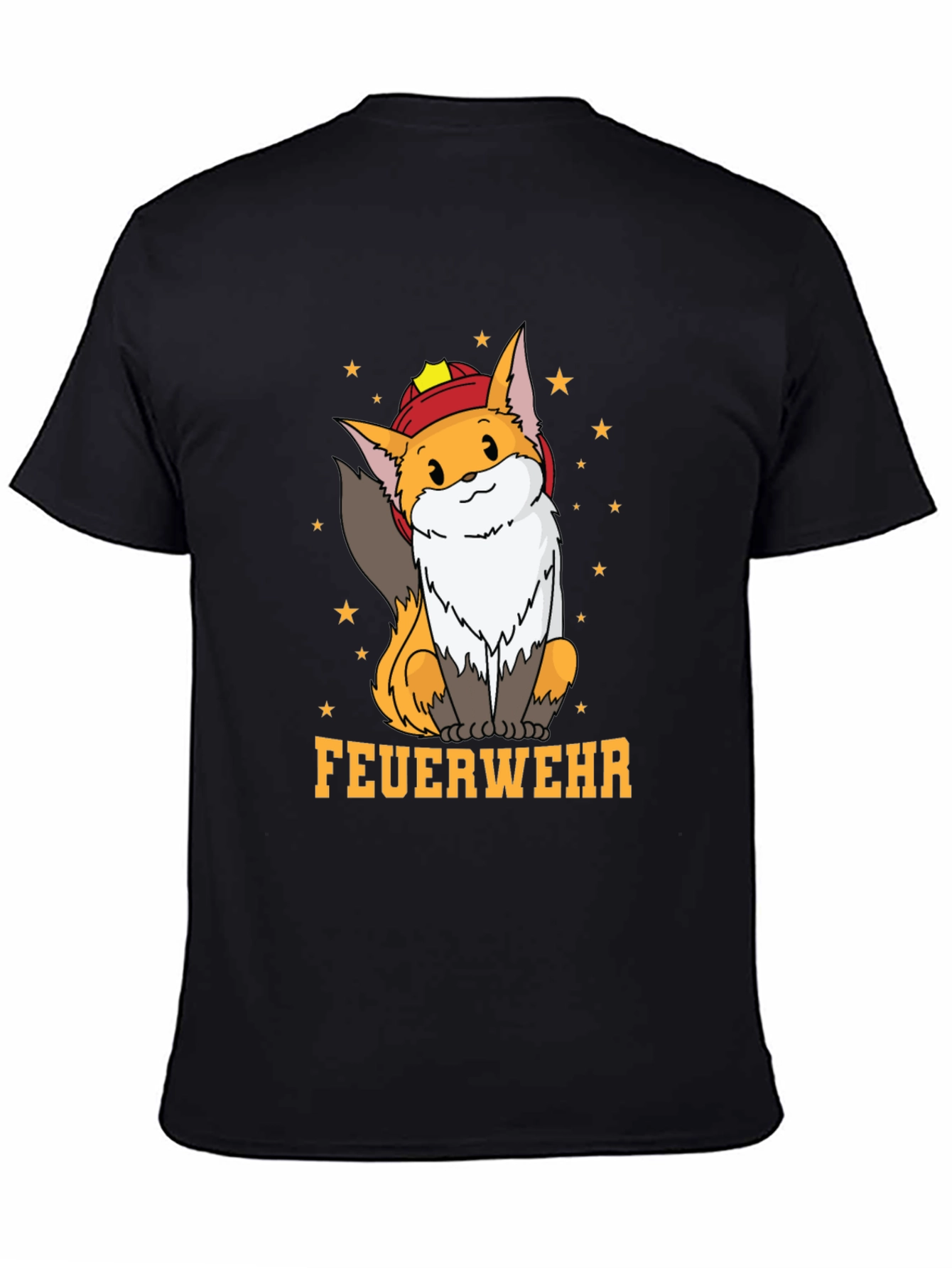 Black Fox Firefighter T-Shirt - Cute Cartoon Design view 4