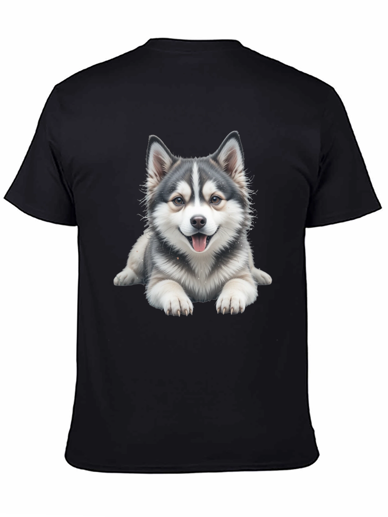 Black Cute Dog Graphic Tee - Black Cotton Blend view 4
