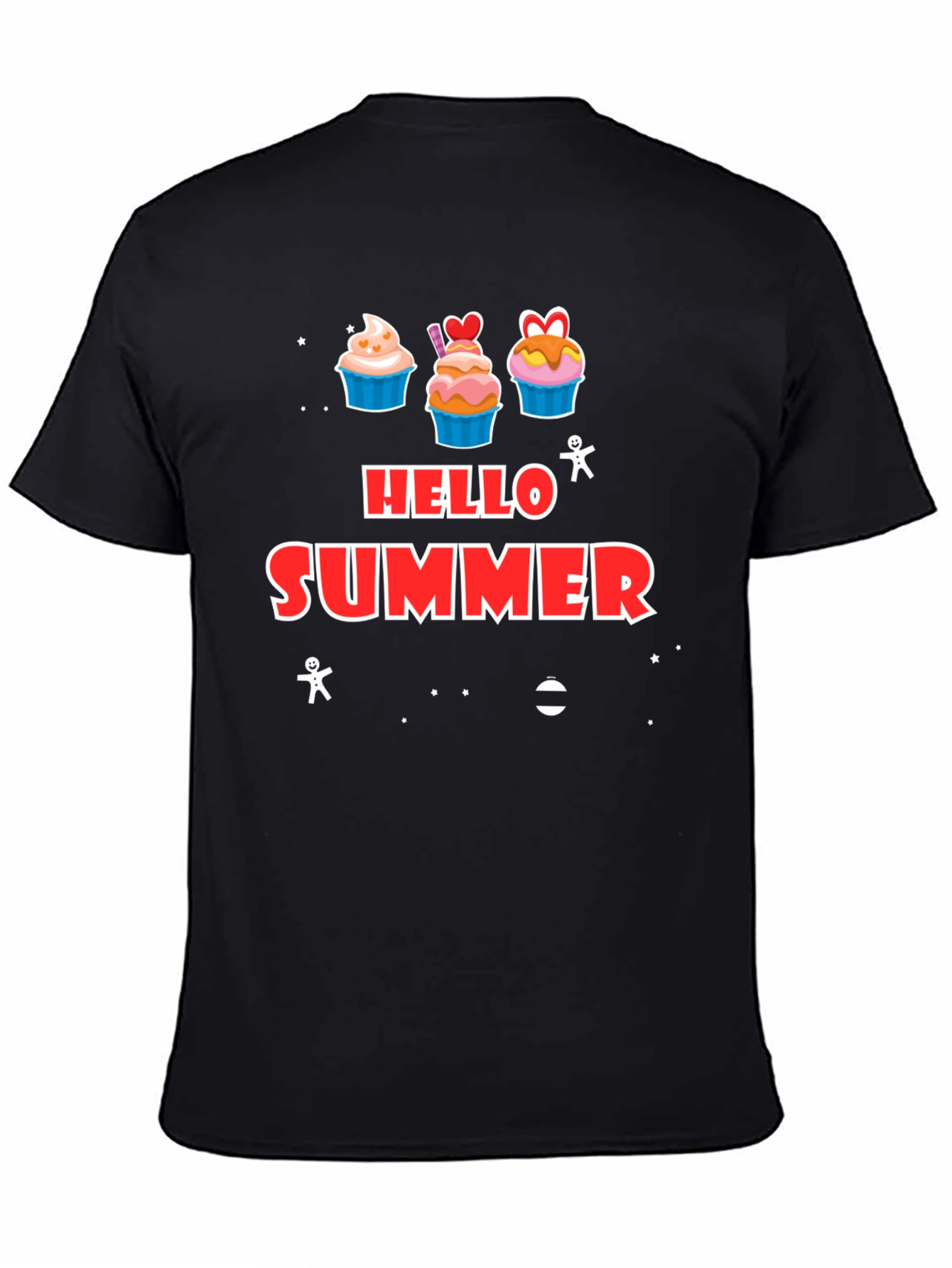 Black Hello Summer Cupcake T-Shirt view 4