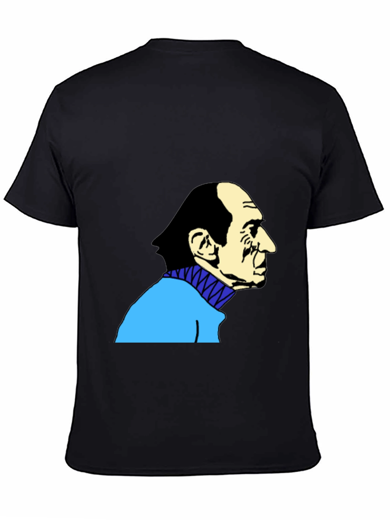 Black Optical Illusion Old Man/Sax Player Graphic Tee view 4