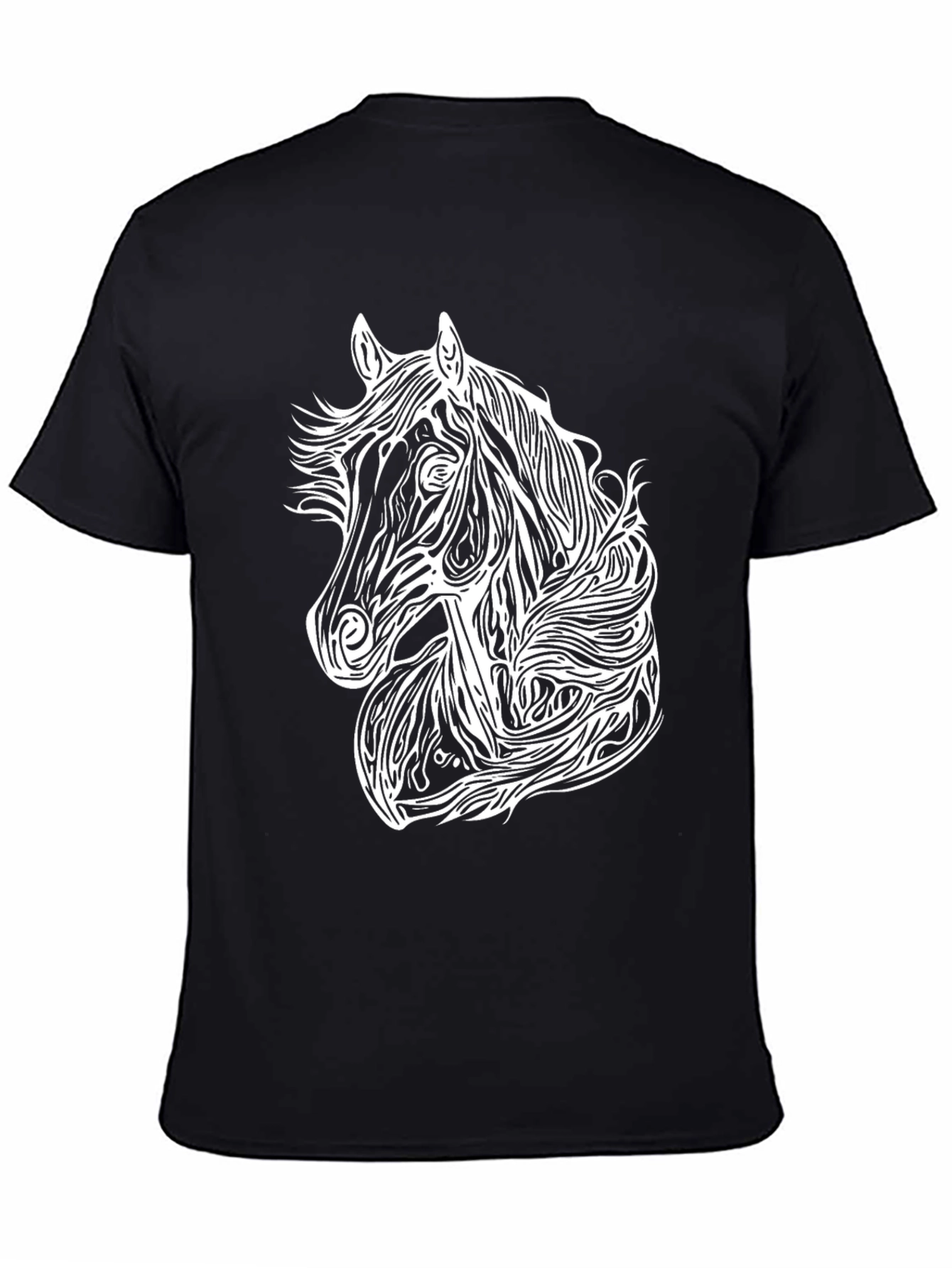 Black Horse Graphic Tee - Stylish Black Cotton Blend T-Shirt view 4