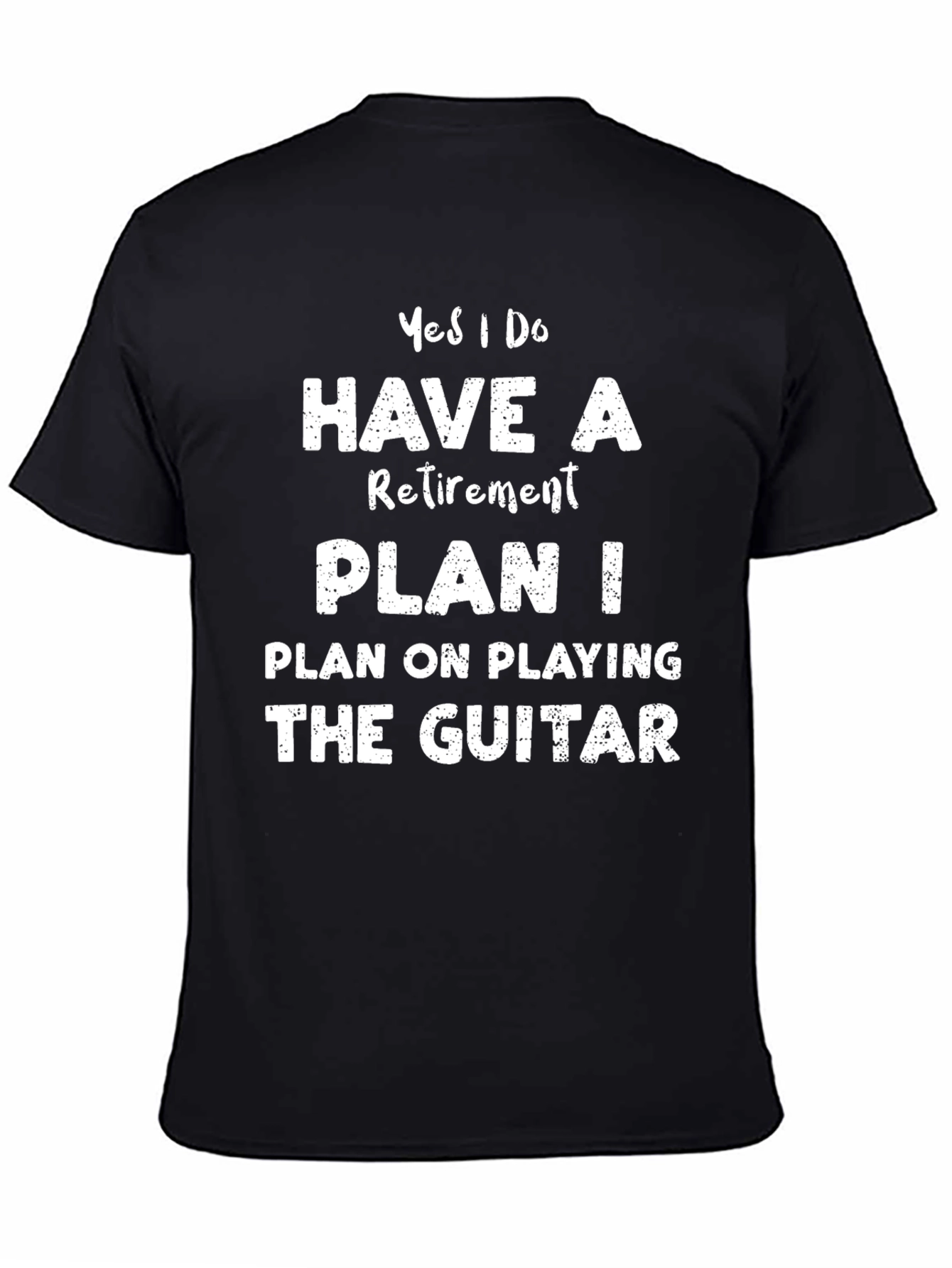 Black Retirement Plan Guitar T-Shirt - Black Cotton Tee view 4