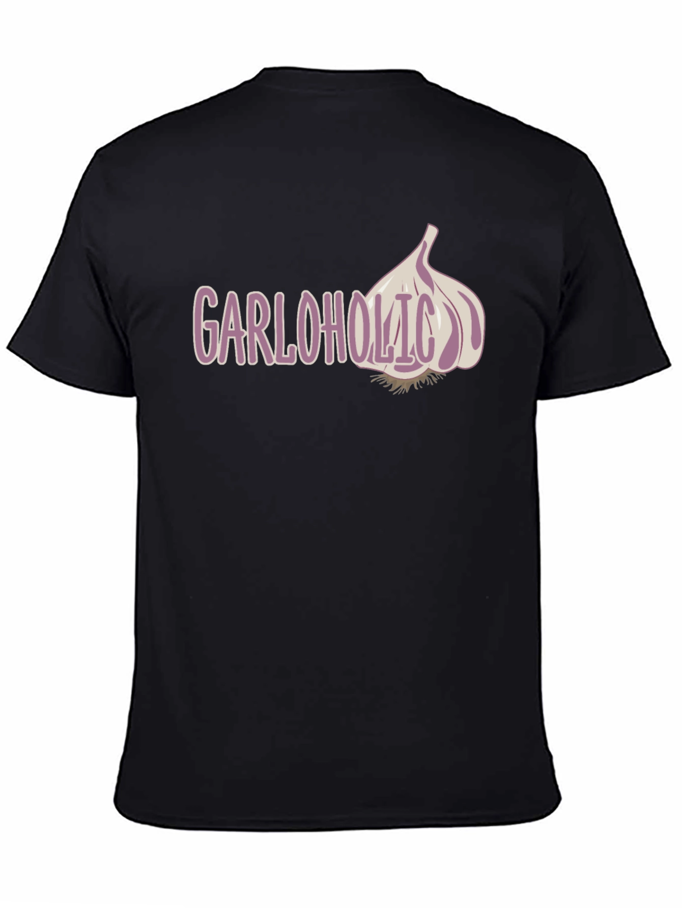 Black Garloholic Graphic Tee - Funny Garlic Lover T-Shirt view 4