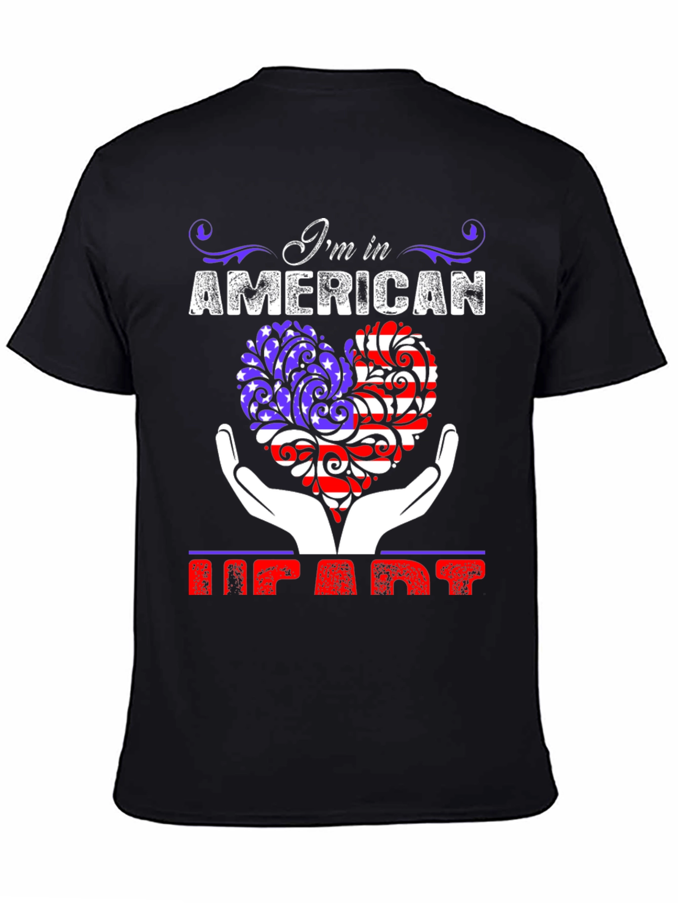 Black American Heart Graphic T-Shirt Patriot Tee view 4