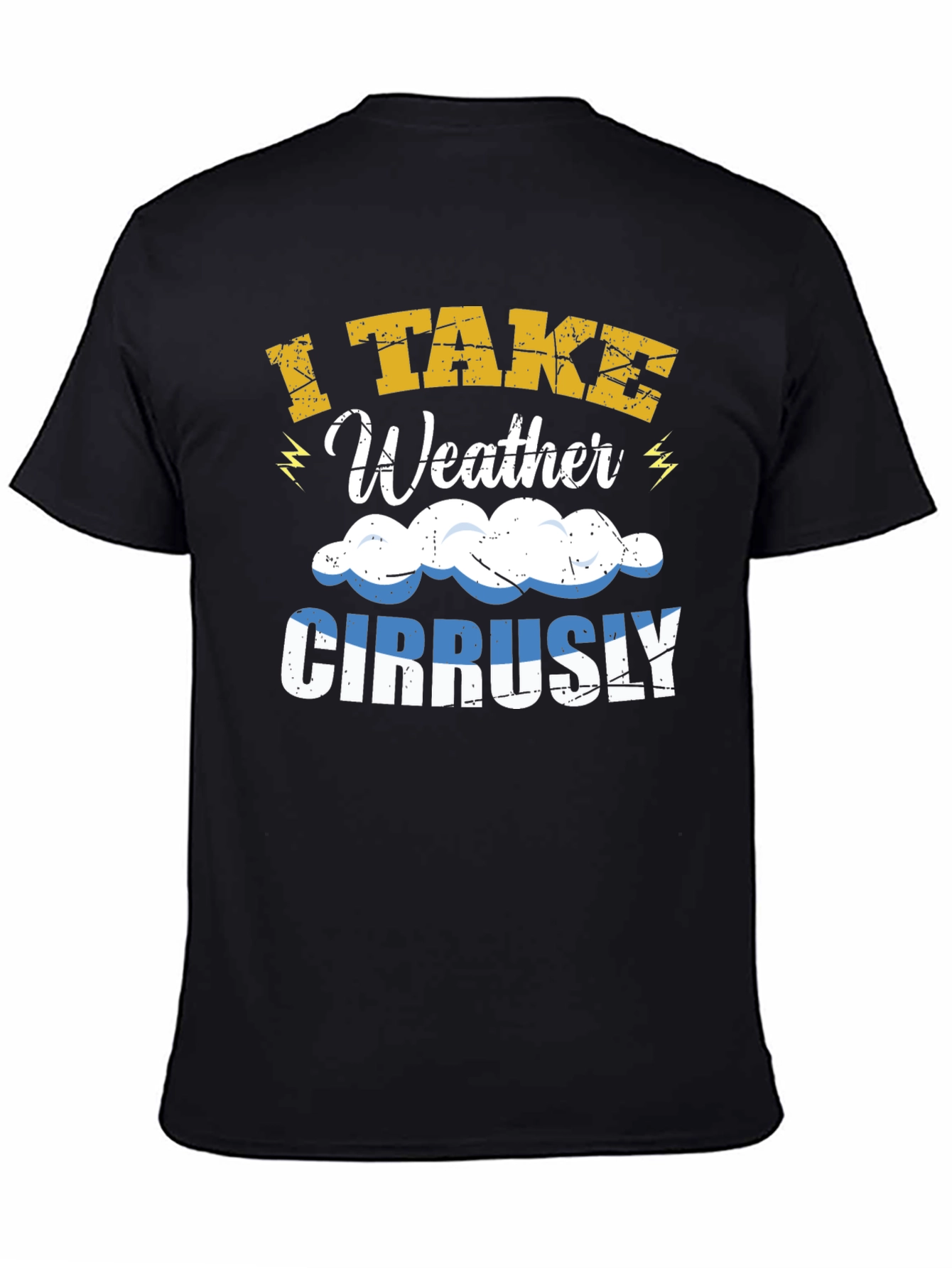 Black I Take Weather Cirrusly T-Shirt - Funny Weather Pun view 4