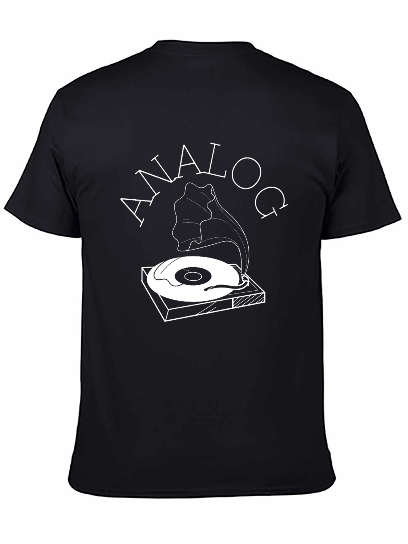 Black Analog T-Shirt - Vintage Record Player Design view 4