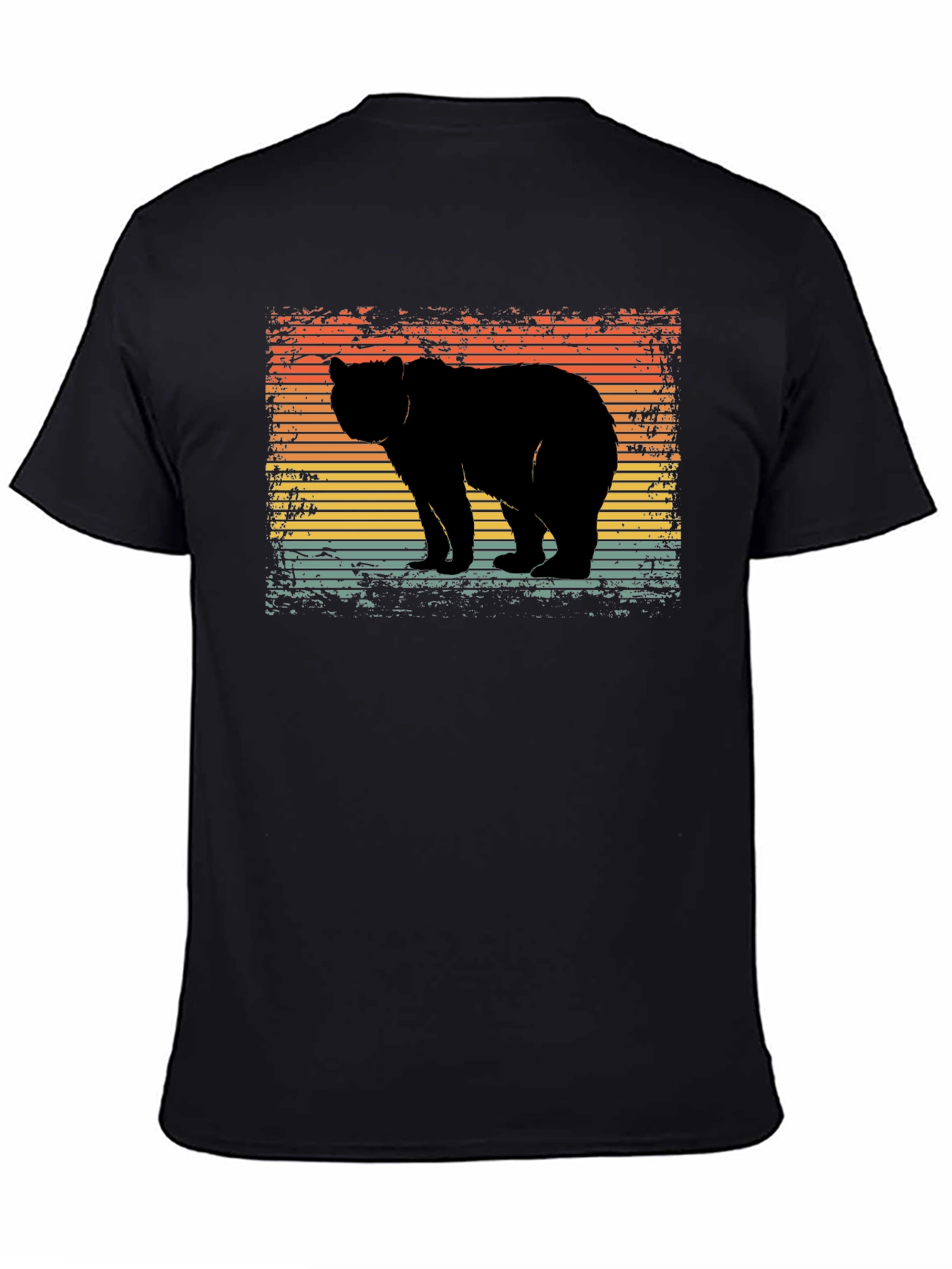 Black Retro Bear Silhouette Graphic T-Shirt view 4