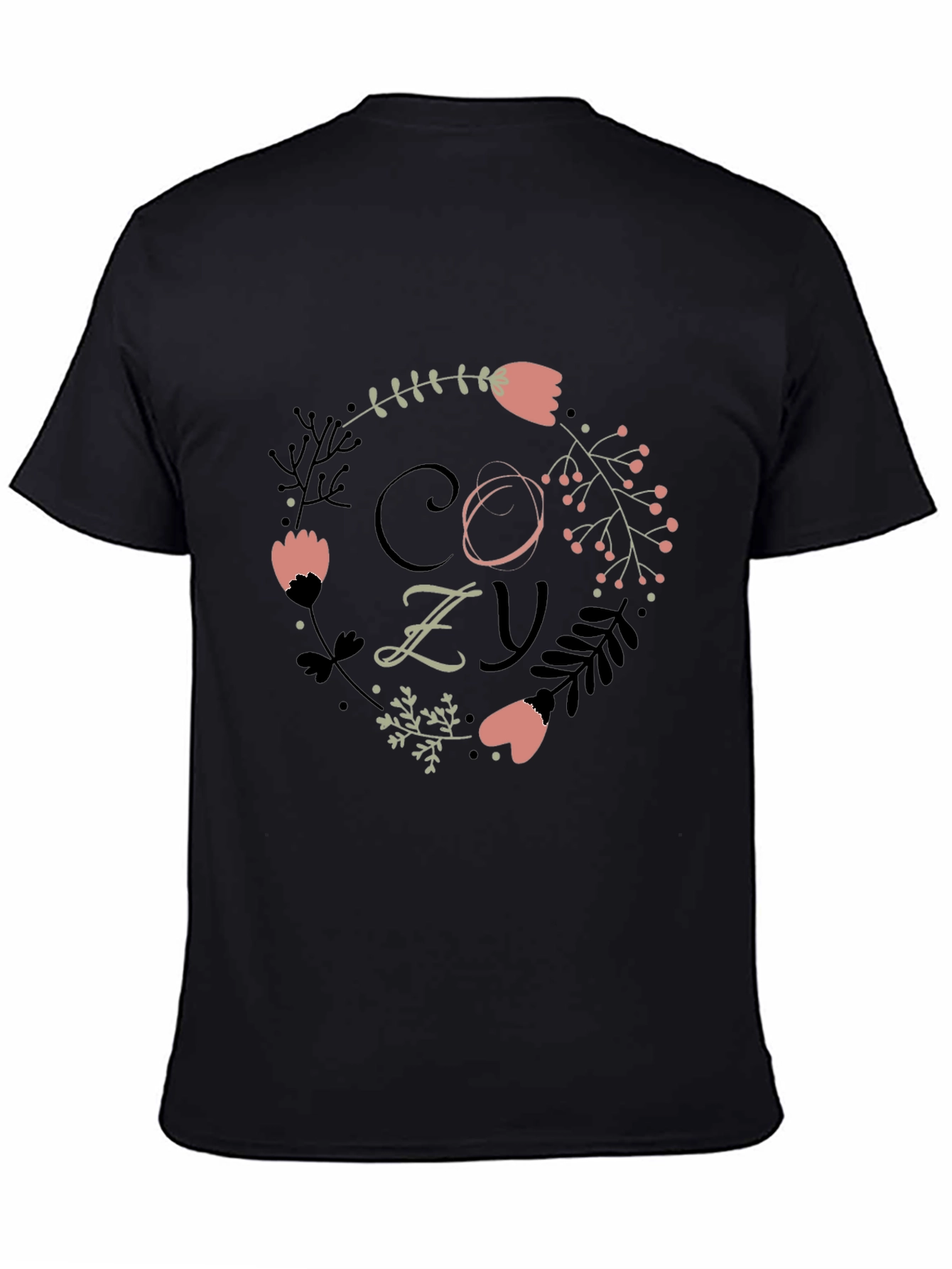 Black Cozy Floral T-Shirt view 4